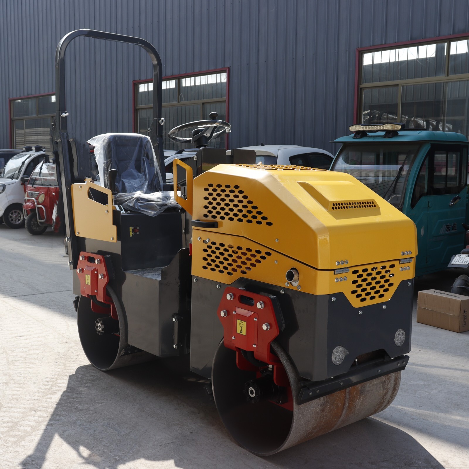 Petrol Engine Soil Asphalt Double Drum 1ton Roller Road Roller Compactor