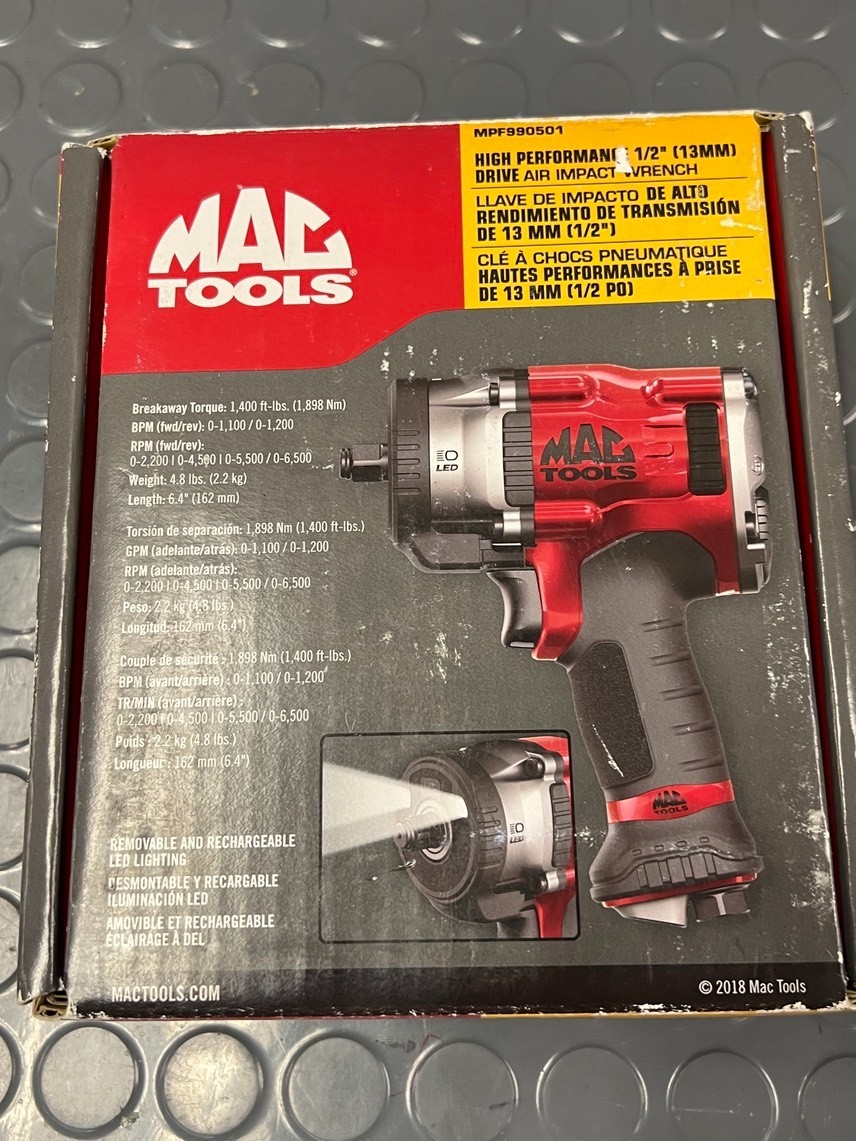 Mac Tools MPF990501 High Performance 1/2” Drive Air Impact Wrench BRAND NEW