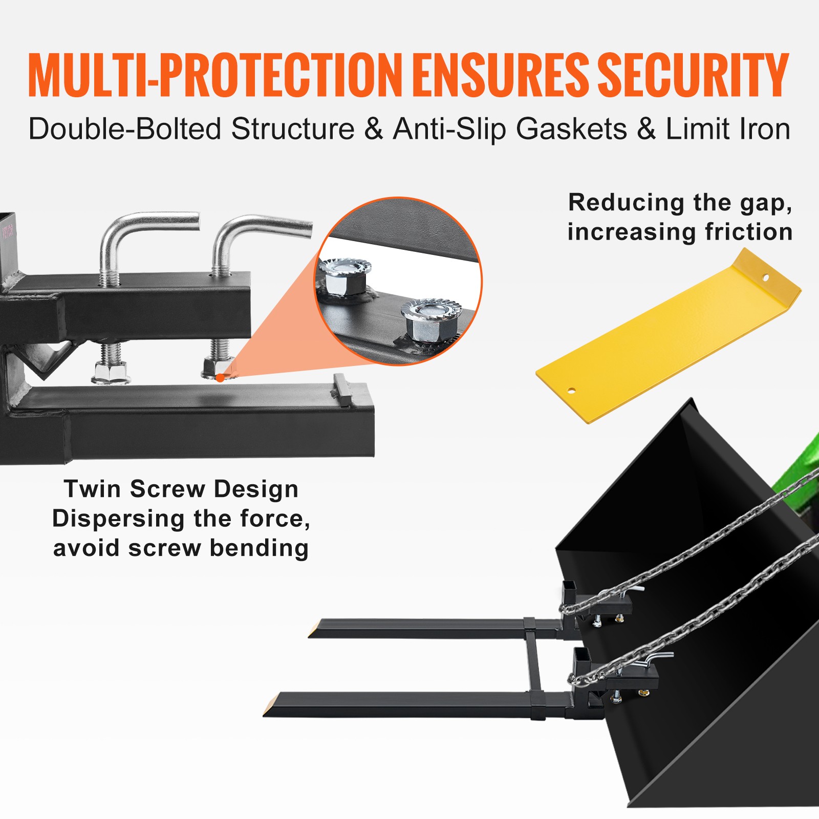 Clamp on Pallet Forks 4000 lbs Tractor Forks 60" Adjustable Bucket Forks