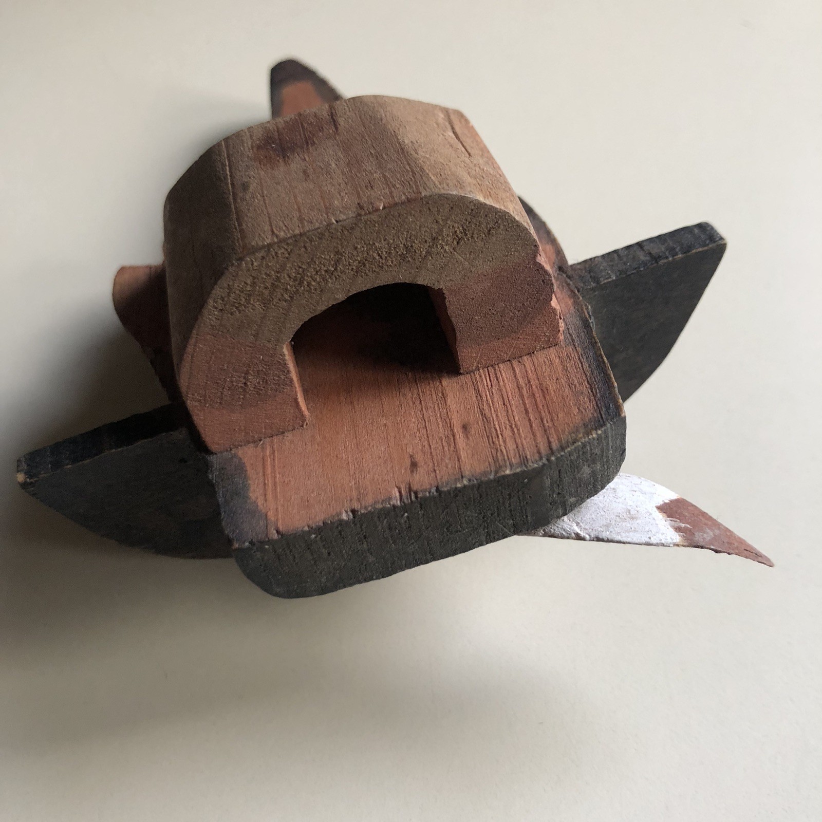 Hand Carved Painted Signed Wood Neckerchief Slide Native American Man AT