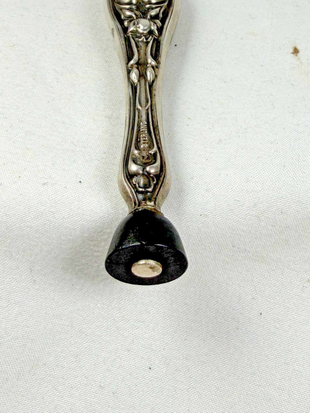 Sterling Silver Telephone Dialer Tobacco Pipe Tamper Baroque Art Nouveau No Mono