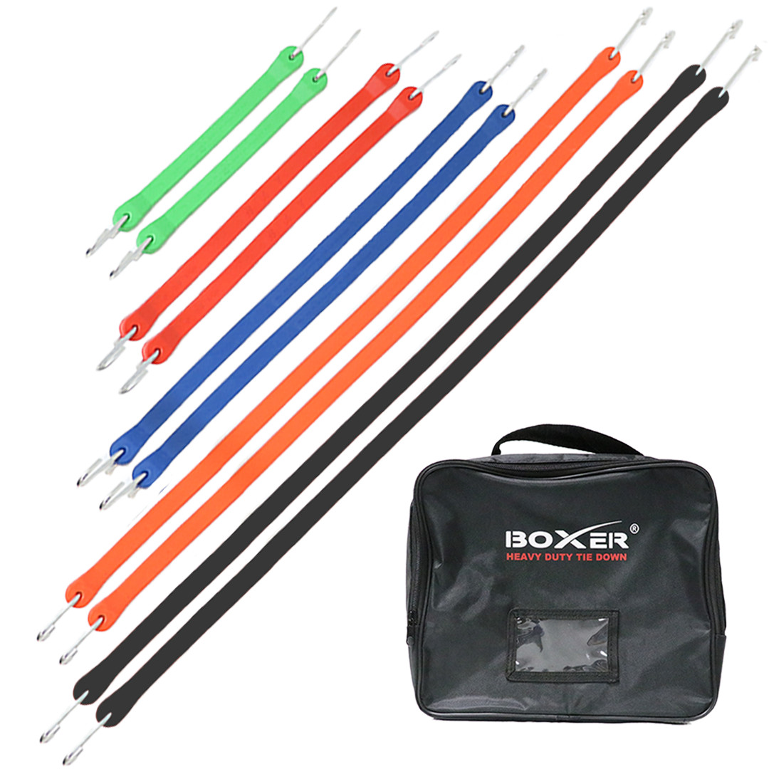 Boxer Assorted EPDM Tarp Strap  Color - 10 Pack - 10" 15" 21" 31" 41" Heavy Duty