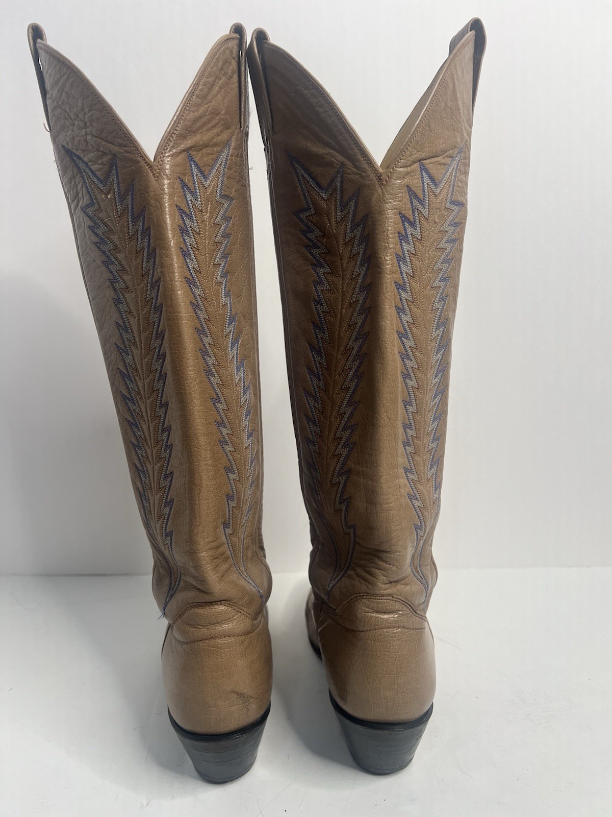Panhandle Slim Vintage Tan Embroidered Cowboy Boots Size 7A