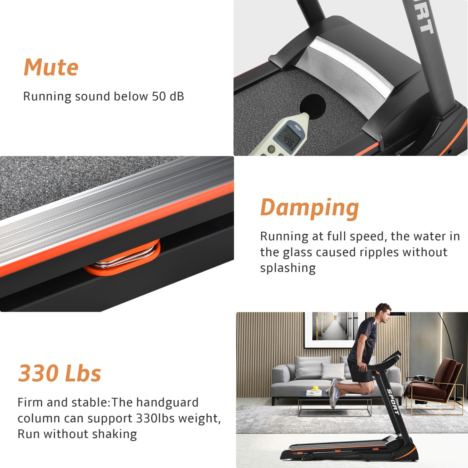 3.25HP Folding Treadmill with Incline Running Machine Adjustable Speed for Home