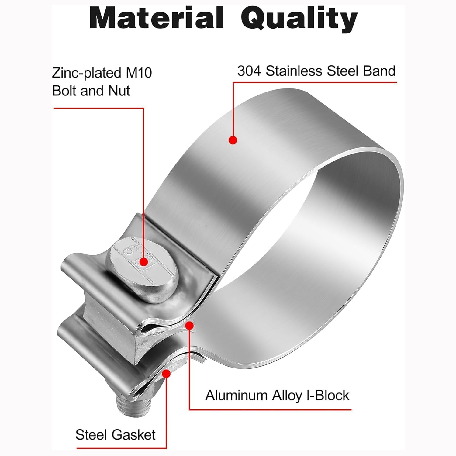 2X Stainless Steel 3" Exhaust Clamp Narrow Band Muffler Clamp for Pipe Muffler.