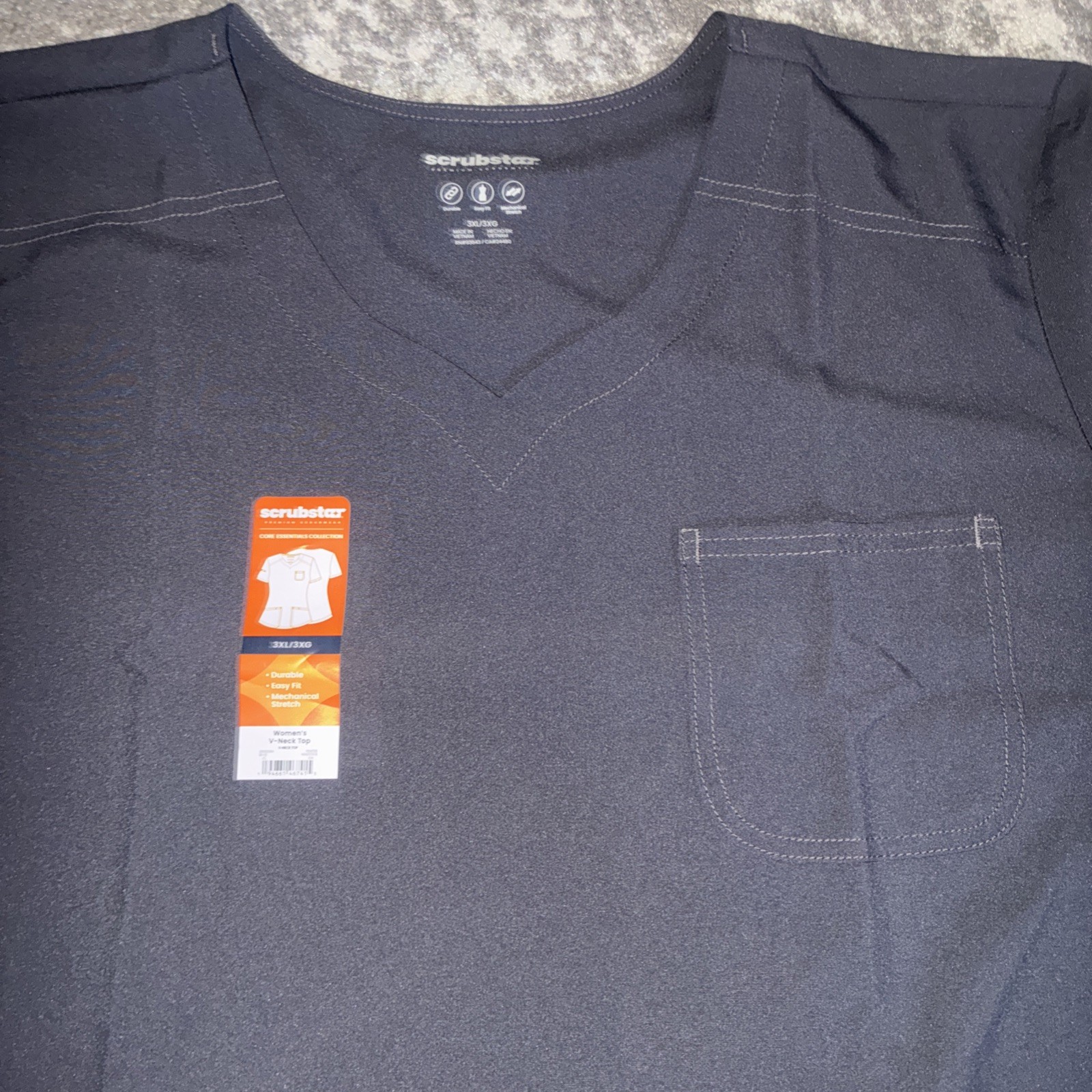 Scrubstar Women's Plus Size 3XL Solid Gray V-Neck Scrub Top With 3 Pockets NWT