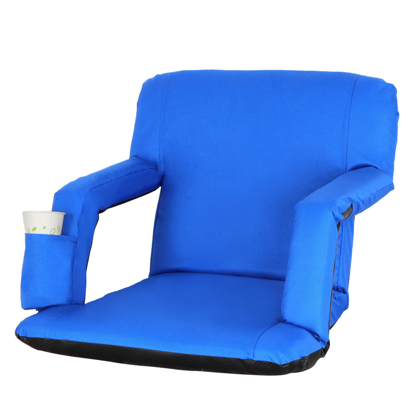 Portable 2 Pieces Stadium Seat Chairs Gym Reclining 5 Adjustable Positions Blue