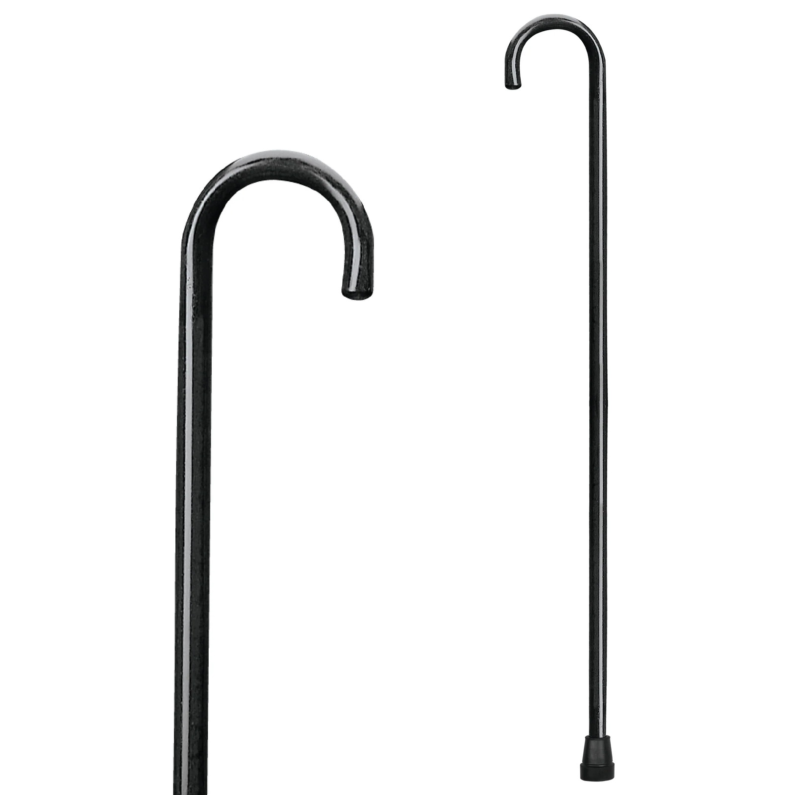 Carex Round Handle Wooden Walking Cane Black Color 1" with Rubber Tip 1 Count