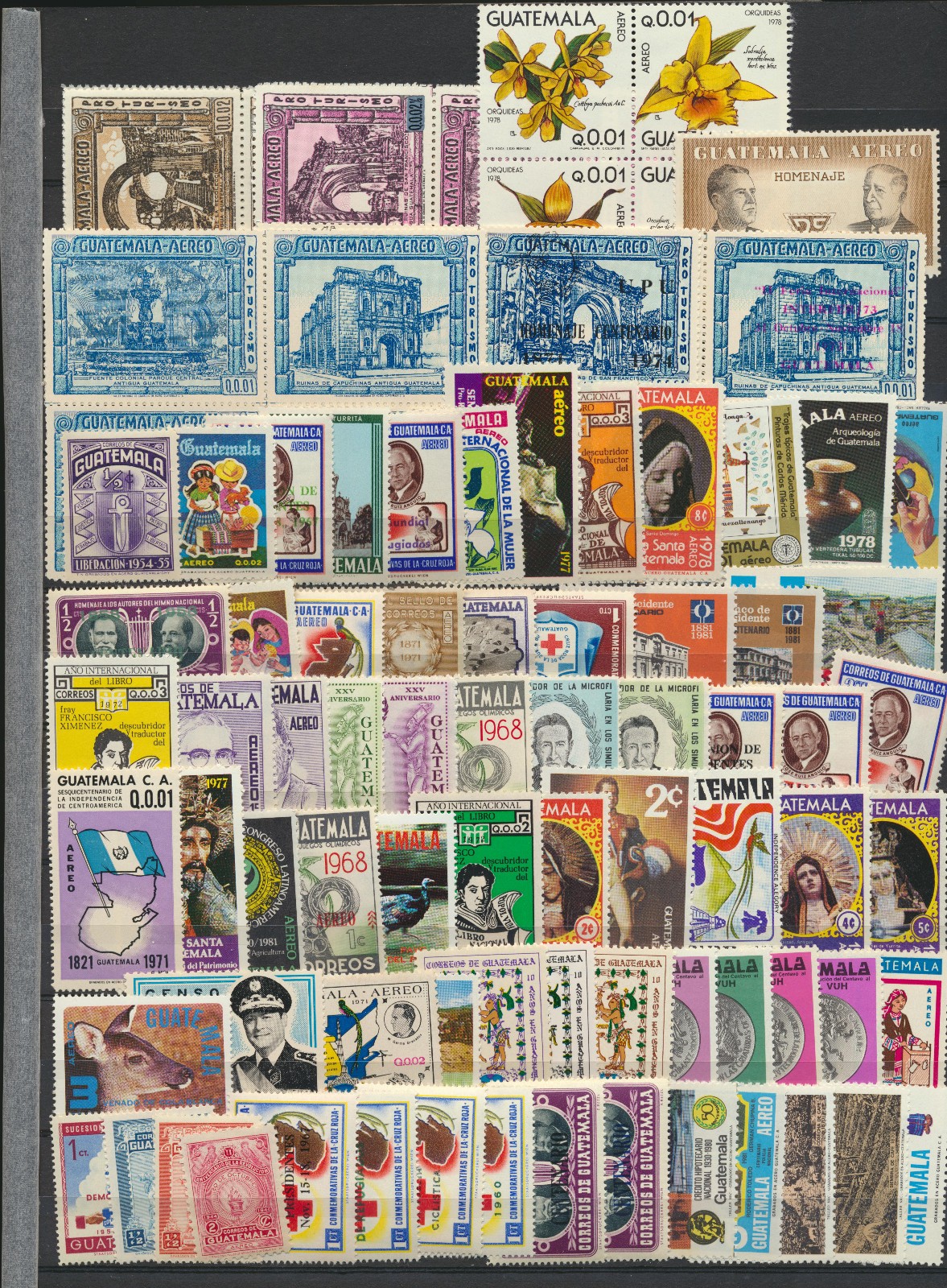 Guatemala Mint NH Collection 100 Different Airs, Commems Older Stock image