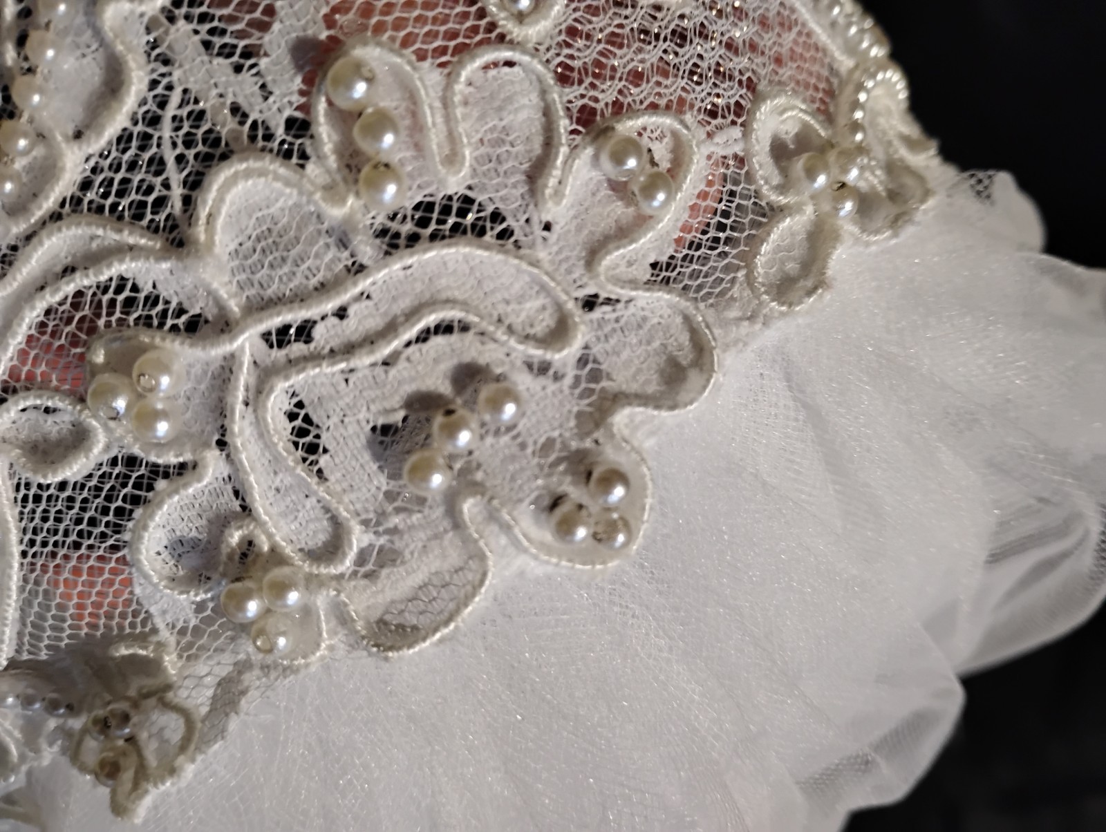 Vintage White 46 Inch Half Cap Lace Wedding Bridal Veil