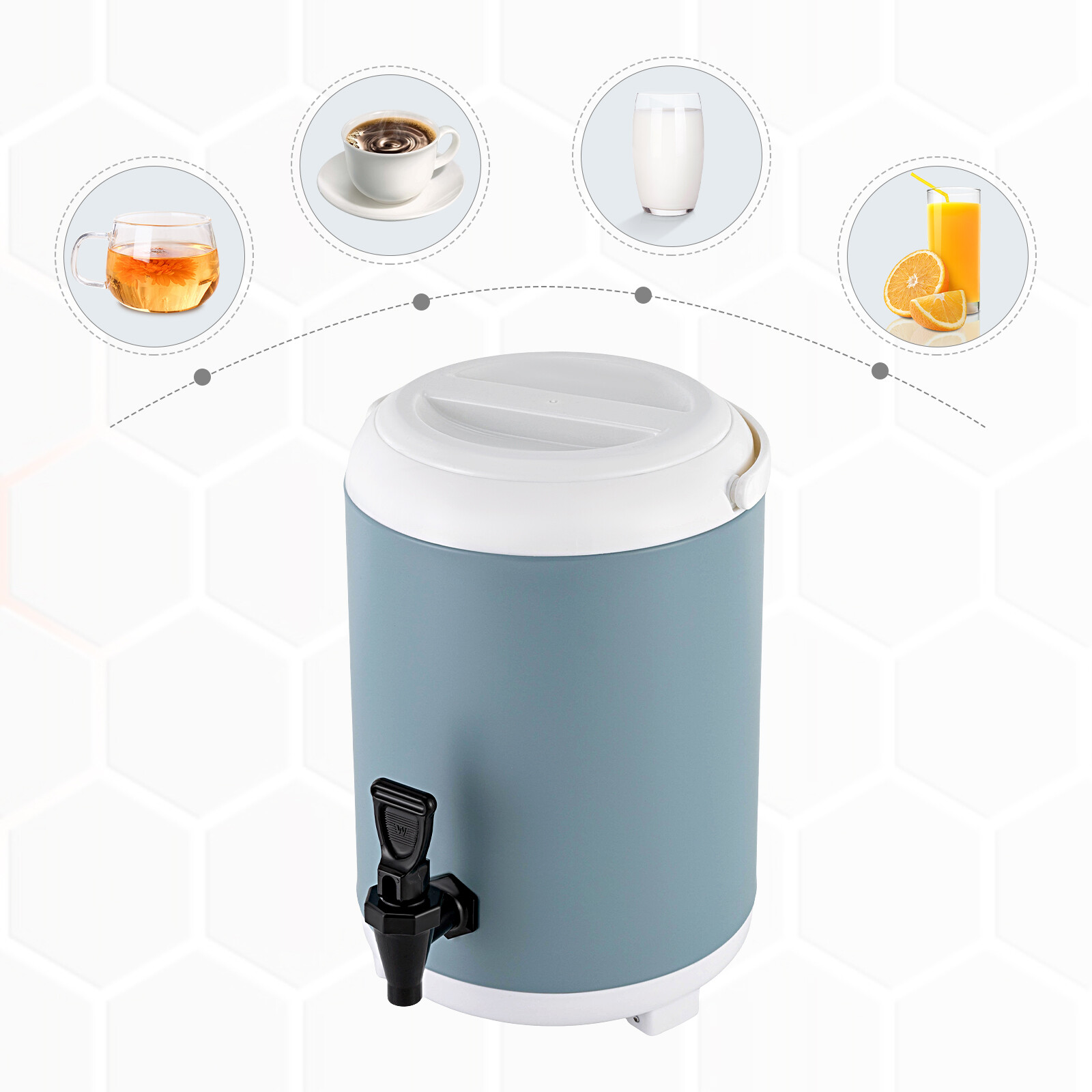 Insulated Beverage Dispenser Thermal Hot & Cold Drink Dispenser 8L/1.9 Gallons