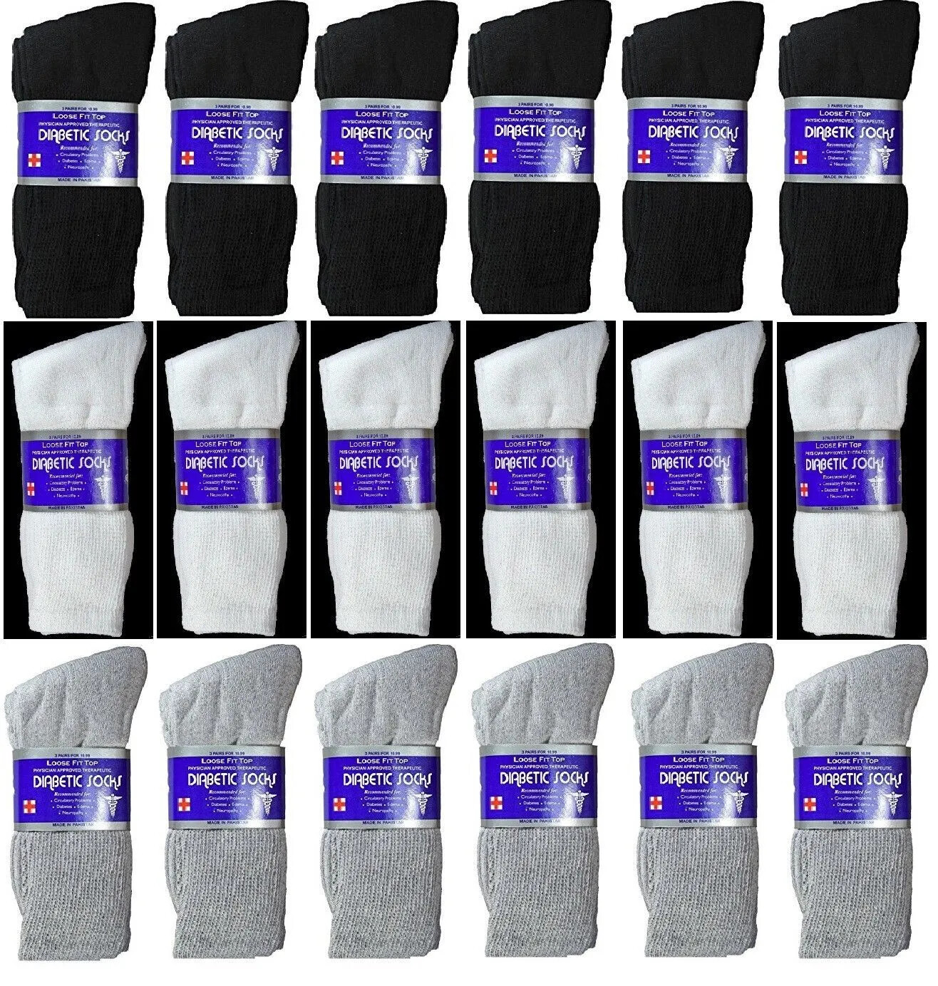 Wholesale Bulk Mens Diabetic Crew Socks Health Circulatory Size 9-11,10-13,13-15