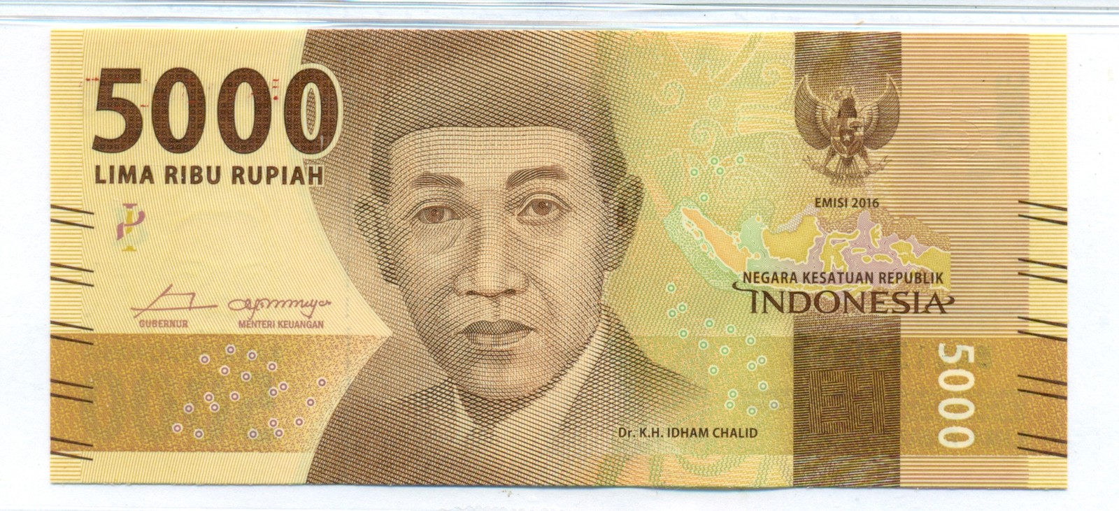 Indonesia 2016 5000 Rupiah Bank Note Superb Gem Unc 67 EPQ PMG (B)