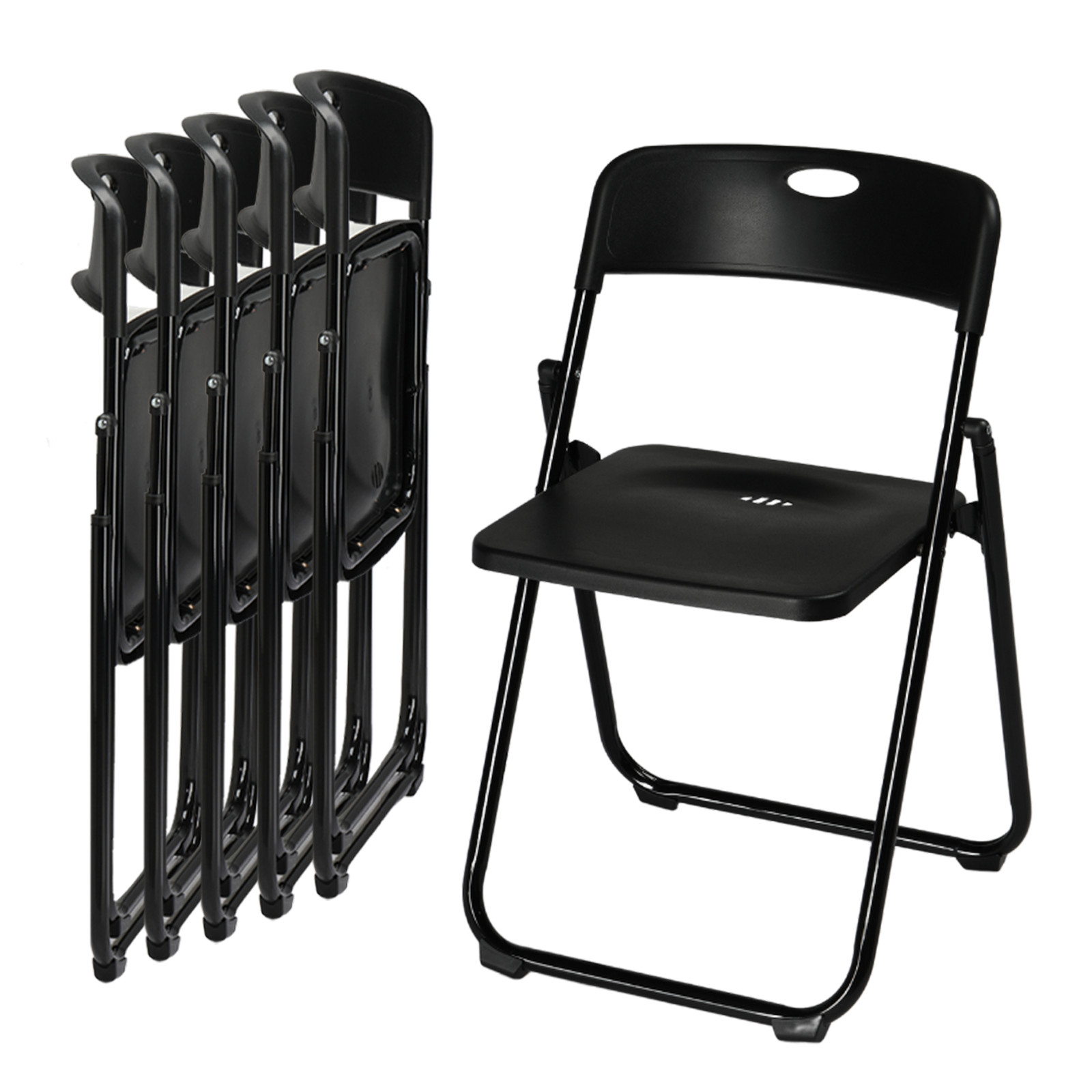 4/6 Pcs Outdoor Plastic Folding Chairs Stackable Wedding Party Steel Frame Chair