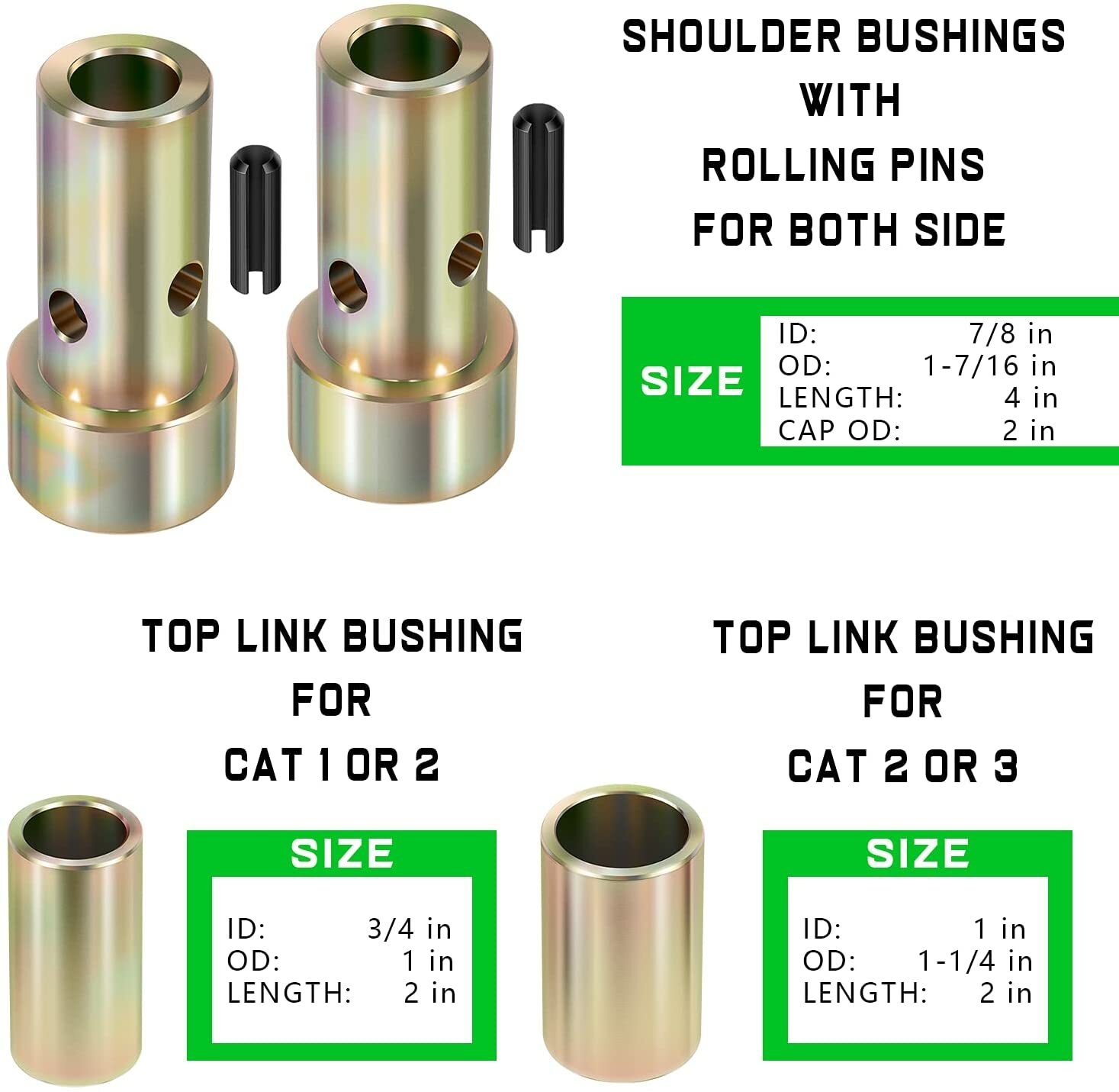 TK95029 Cat 1 Quick Hitch Adapter Bushing Kit Fits Category 1 3-Point Hitch