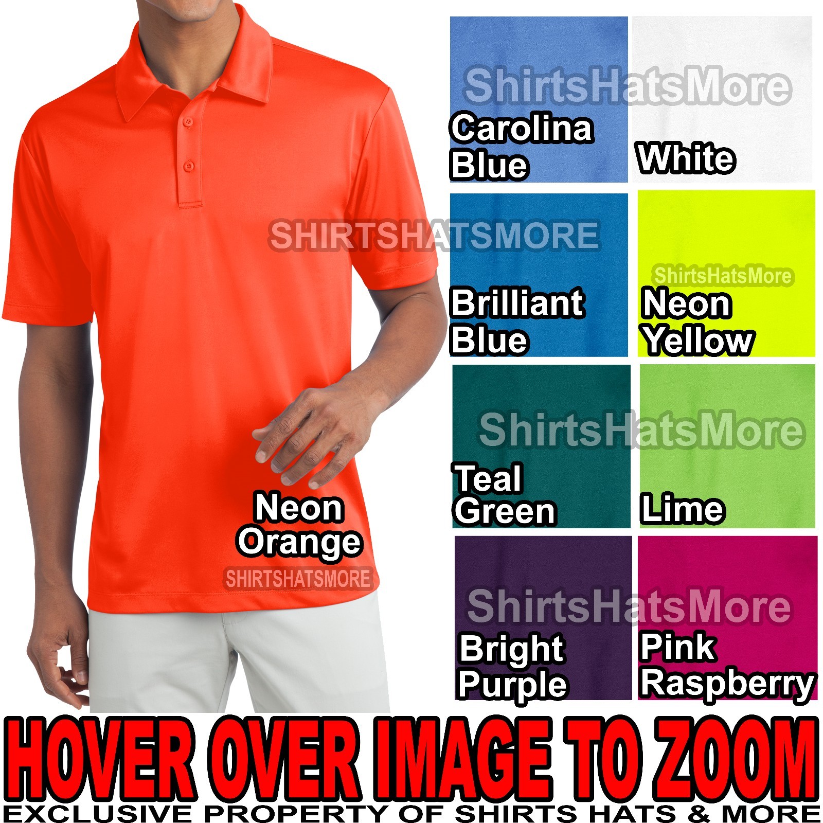 Men's Dri Fit Performance Moisture-Wicking Polo Shirt New