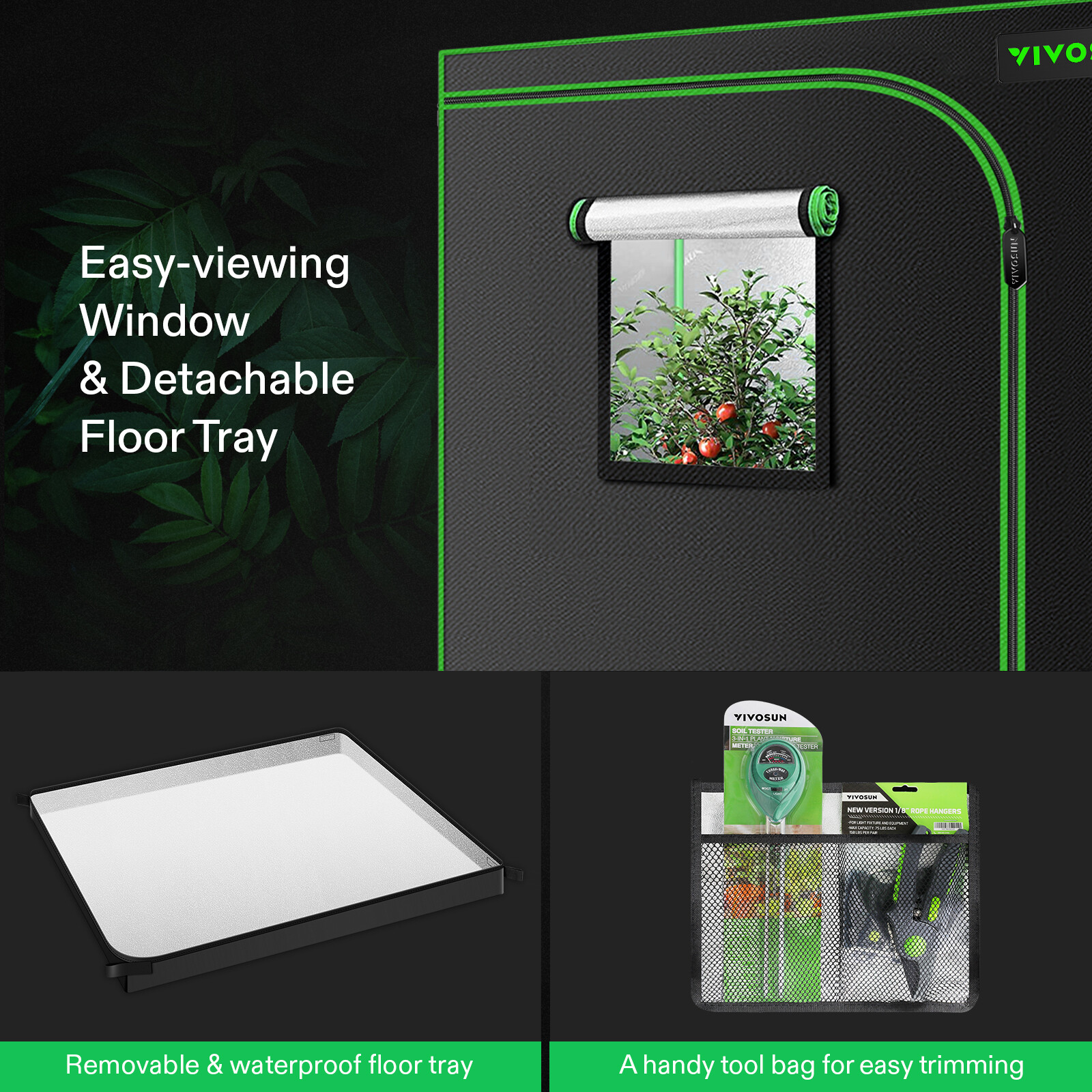 VIVOSUN 2-in-1 Grow Tent Floor Tray for Indoor Hydroponics