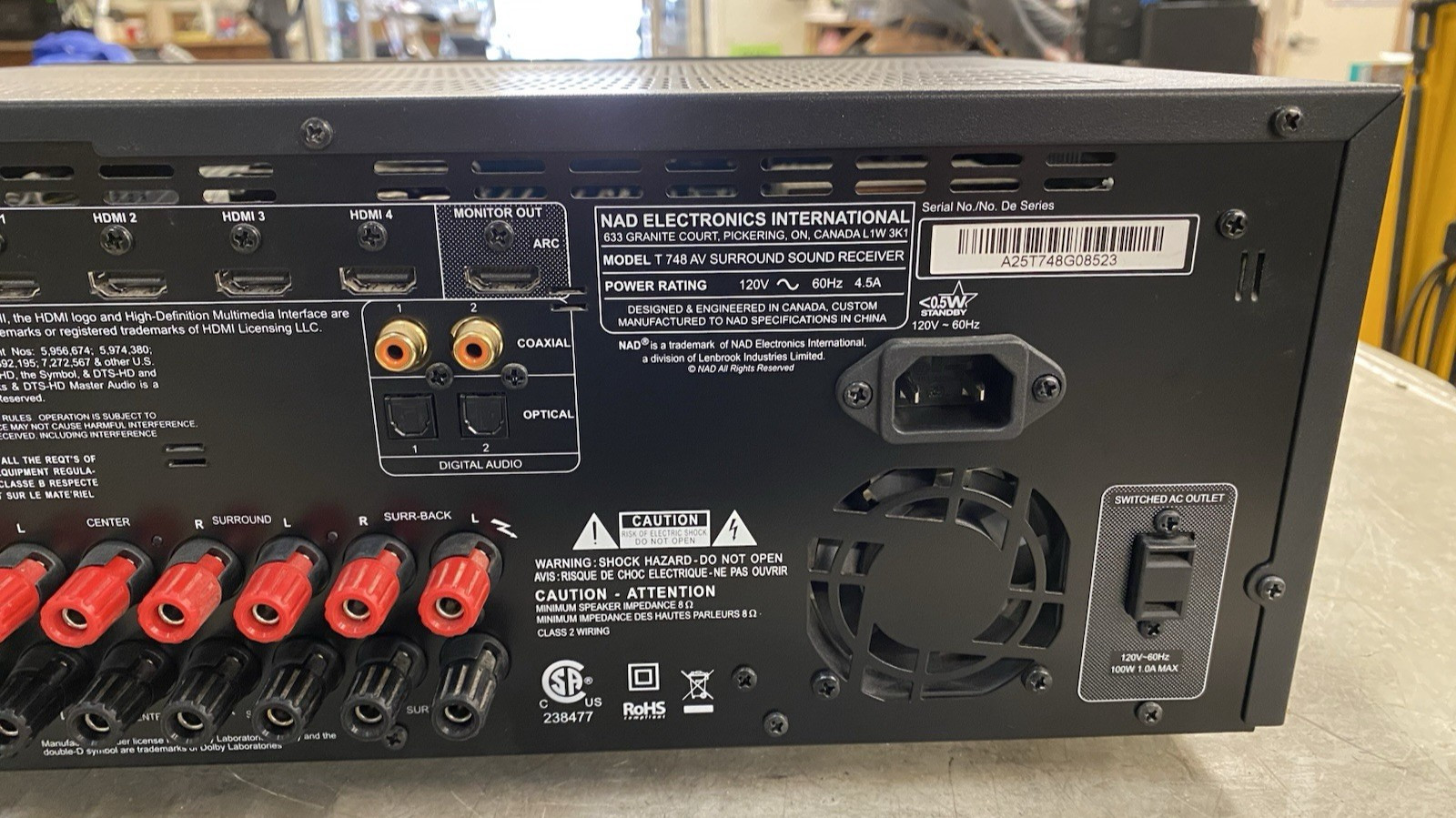 NAD T 748 AV 7.1 Channel Surround Sound Receiver - TESTED WORKING