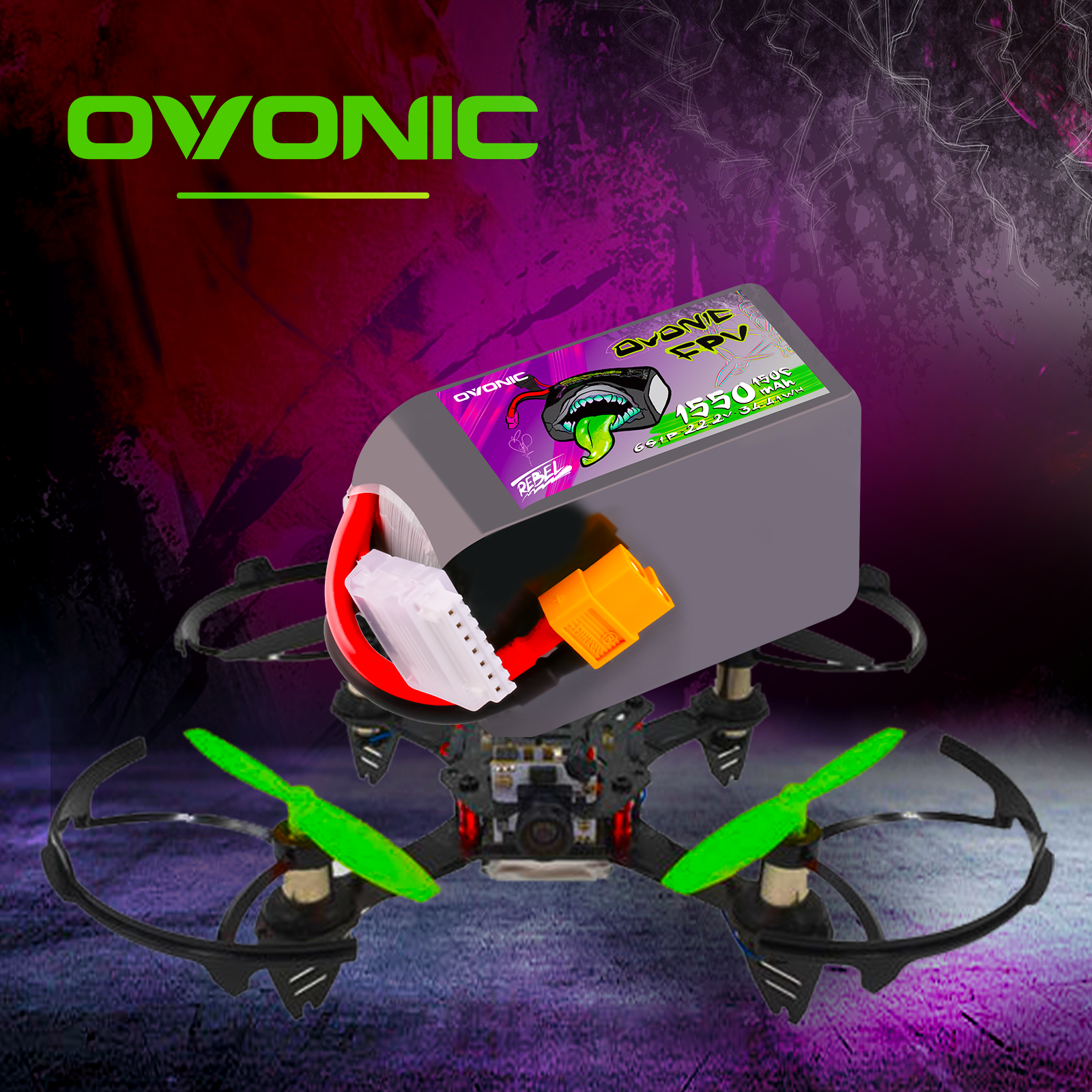 2ps OVONIC 22.2V 150C 1550mAh 6S Lipo Battery XT60 For FPV RC Drone Quad iFlight