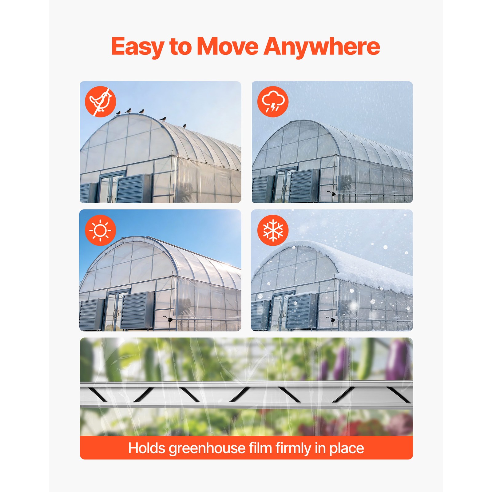 Uimoso Spring Wire & Aluminum Lock Channel Greenhouse Kit