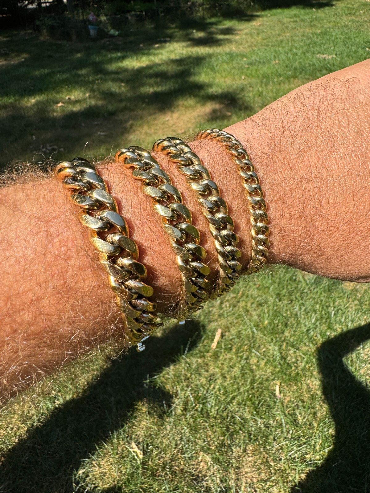 Real Miami Cuban Link Bracelet 1ct CZ Iced Clasp 14k Gold Plated Stainless Steel