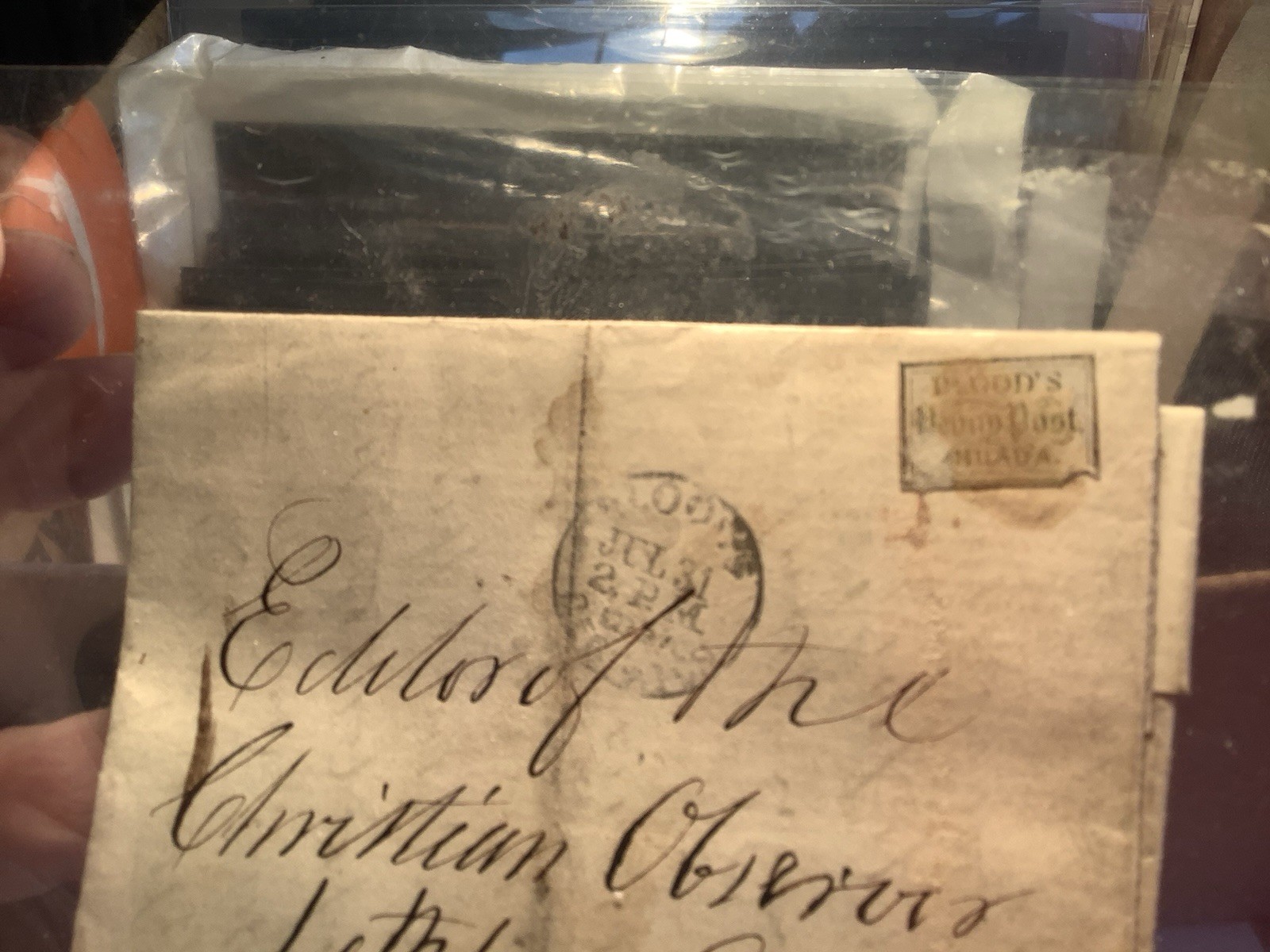 Mid 1800s = Genuine US LOCAL POST Stamp On Cover BLOOD’S 15L14