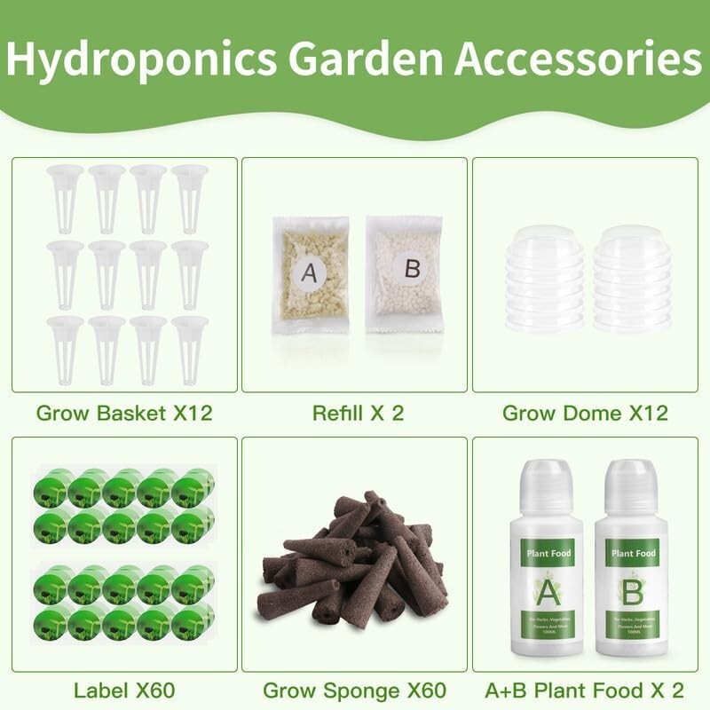 148 pcs Grow Anything Kit Hydroponic Accessories Seed Pods A&B Nutrient Refill