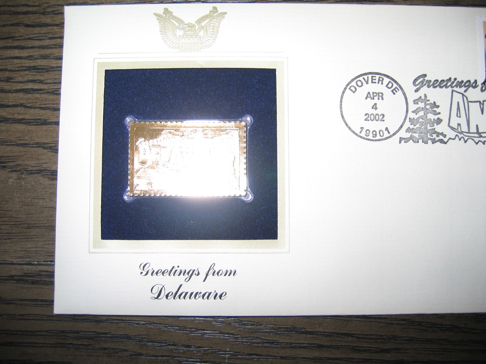 2002 DELAWARE Greetings From America replica Gold Stamp Golden Cover