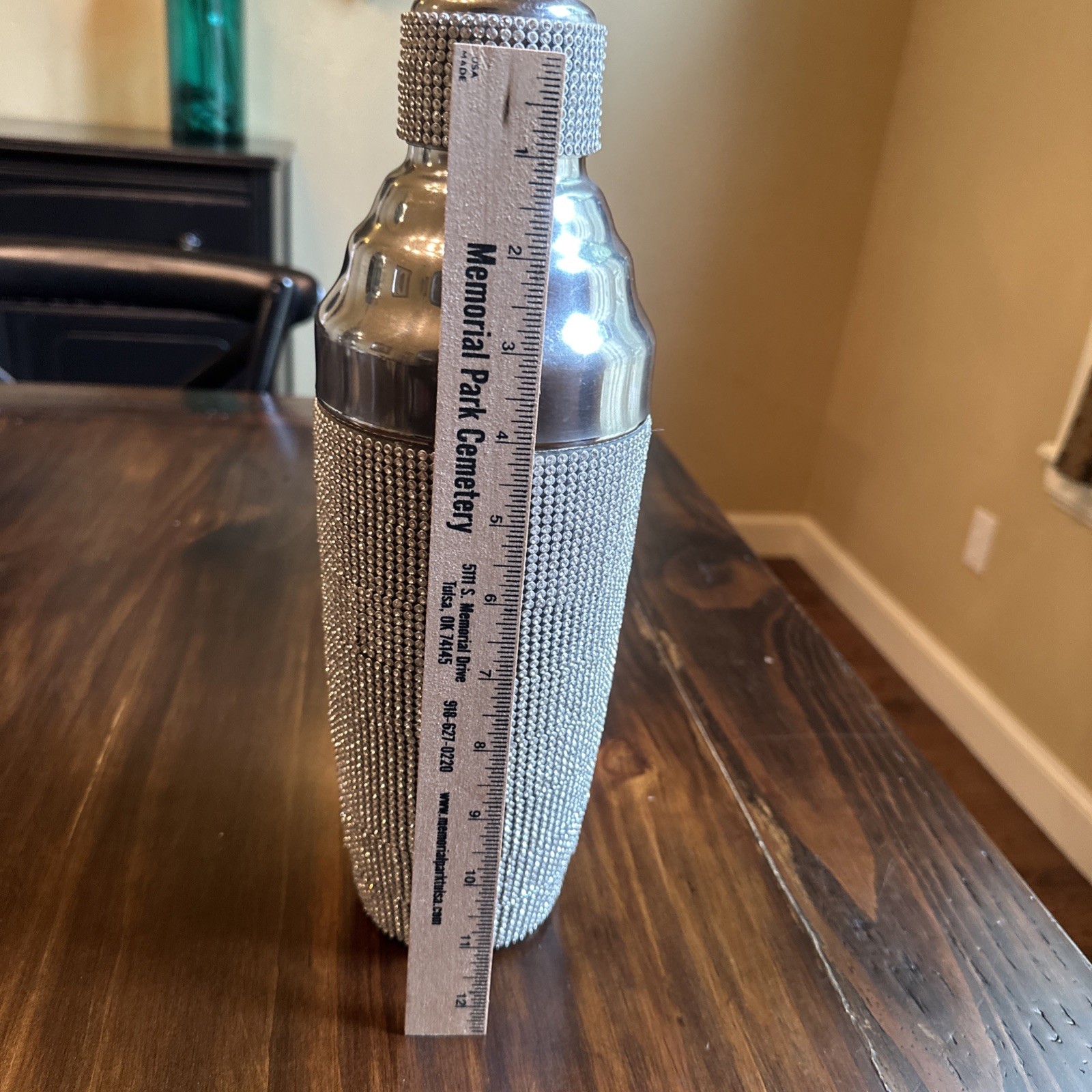 Rhinestone Cocktail Shaker Silver Stainless Steel 1 Piece Medium