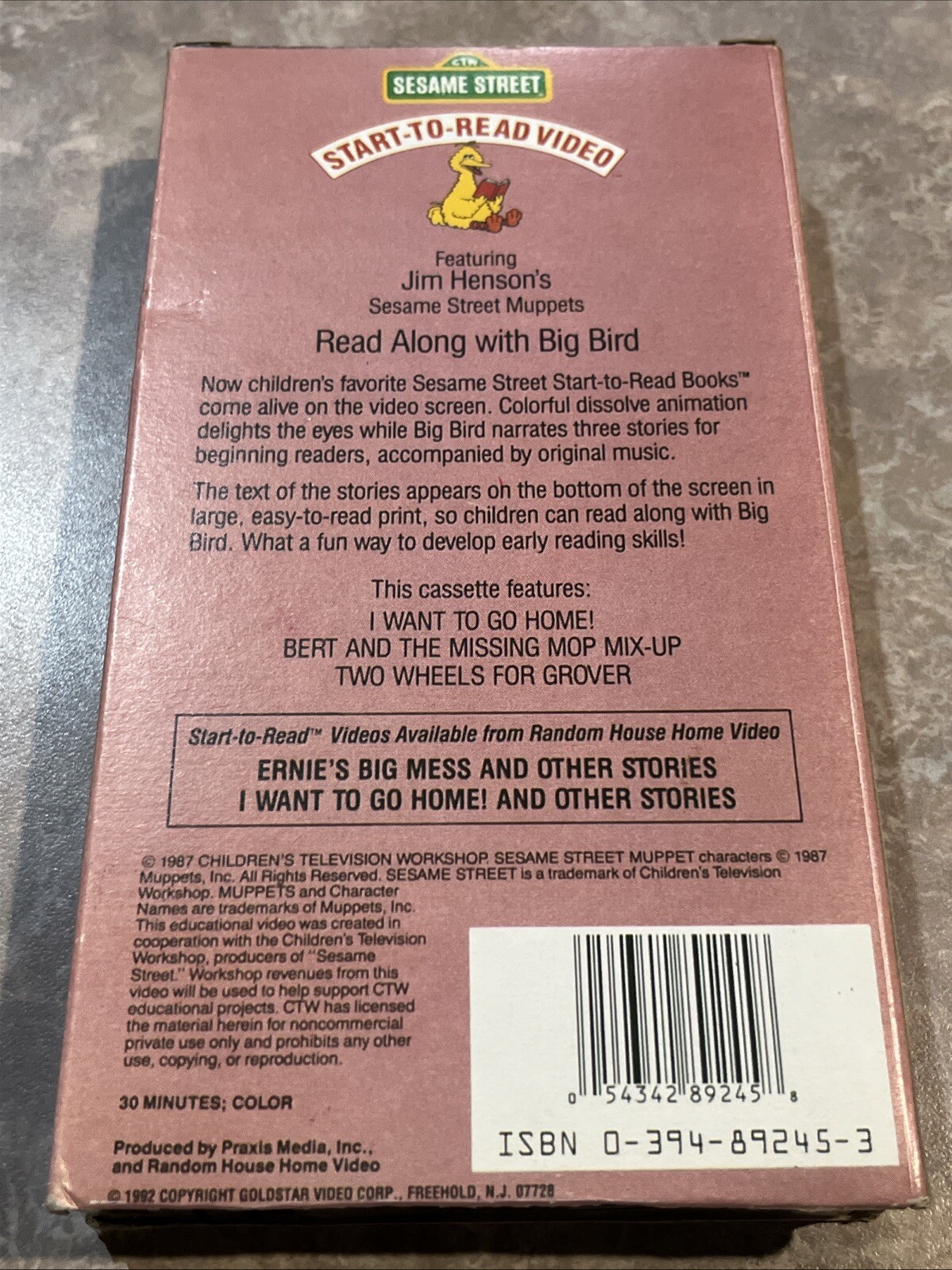 Sesame Street Start-To-Read Video - I Want to Go Home! 1987 VHS Big Bird reading