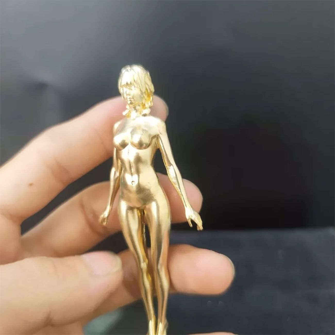 3.5" Solid Brass Girl Nude Female Body Beautiful Statue Body Art Hand Grip