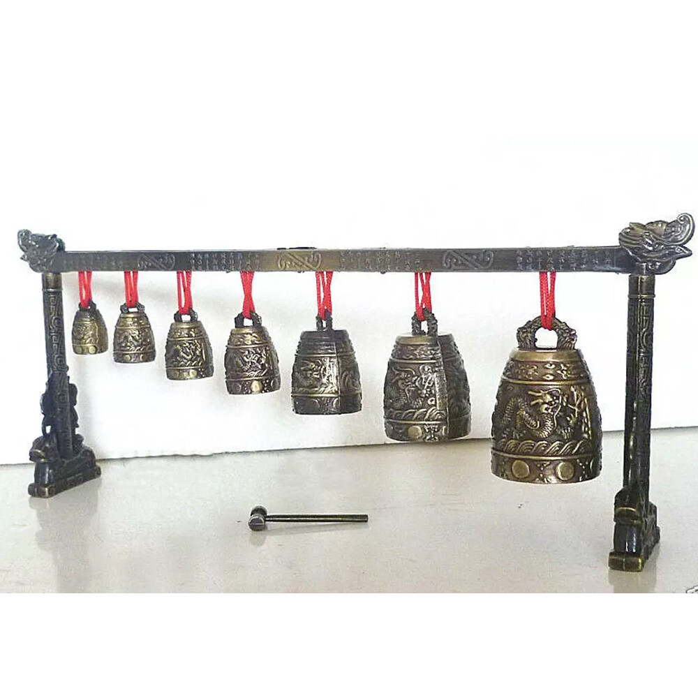 Rare Collectable Musical Meditation Gong with 7 Ornate Bells with Dragon Design
