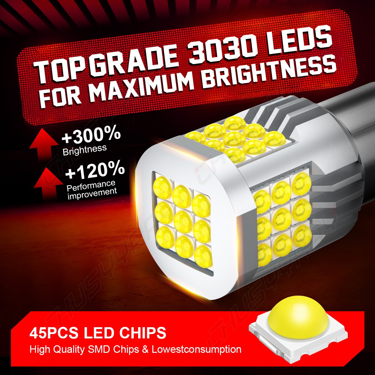 2800 Lumens 1156 High Power 3030 Chips LED White Reverse Back Up Light Bulb