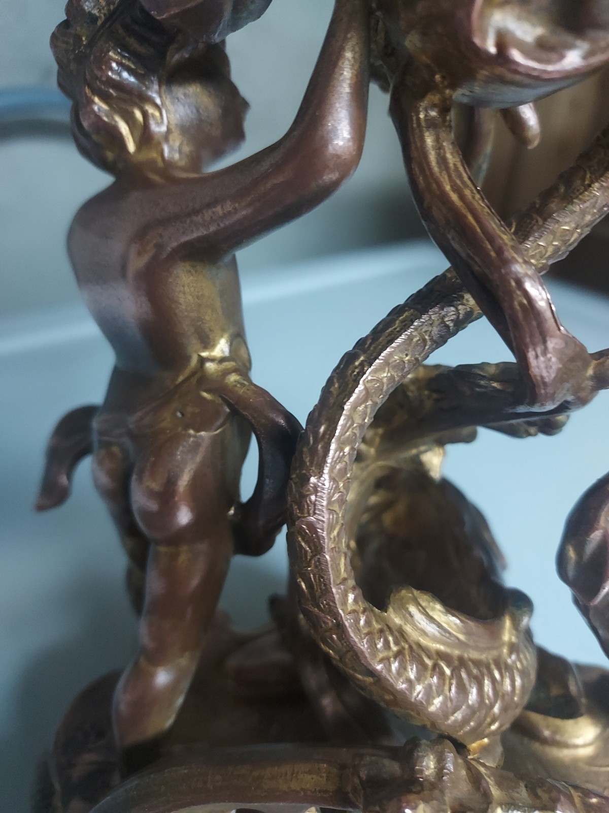 Antique Art Nouveau 15" Gilt Clock With New Battery Powered Quartz Insert NICE!