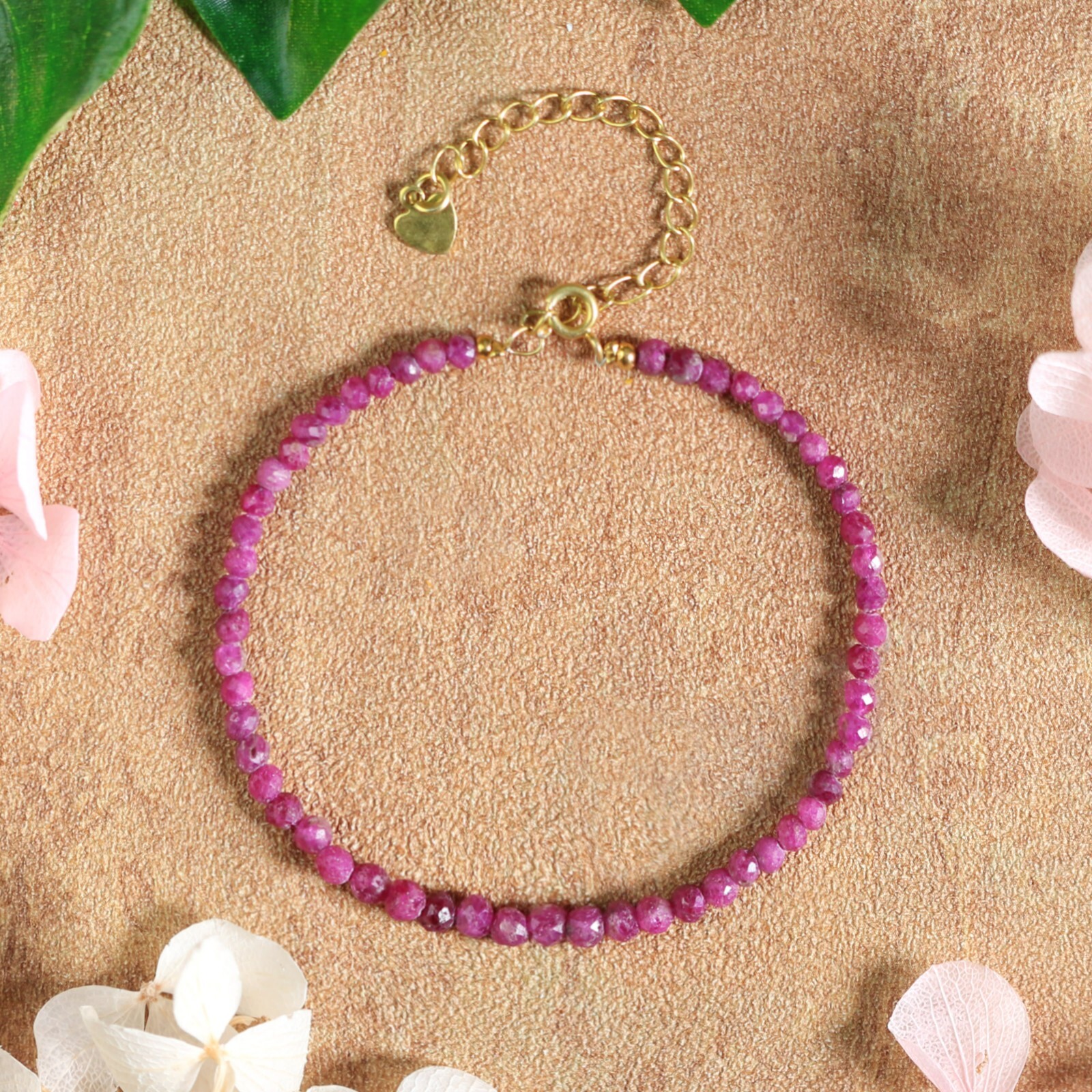 Natural Pink Tourmaline Beaded Bracelet Healing Reiki Jewelry