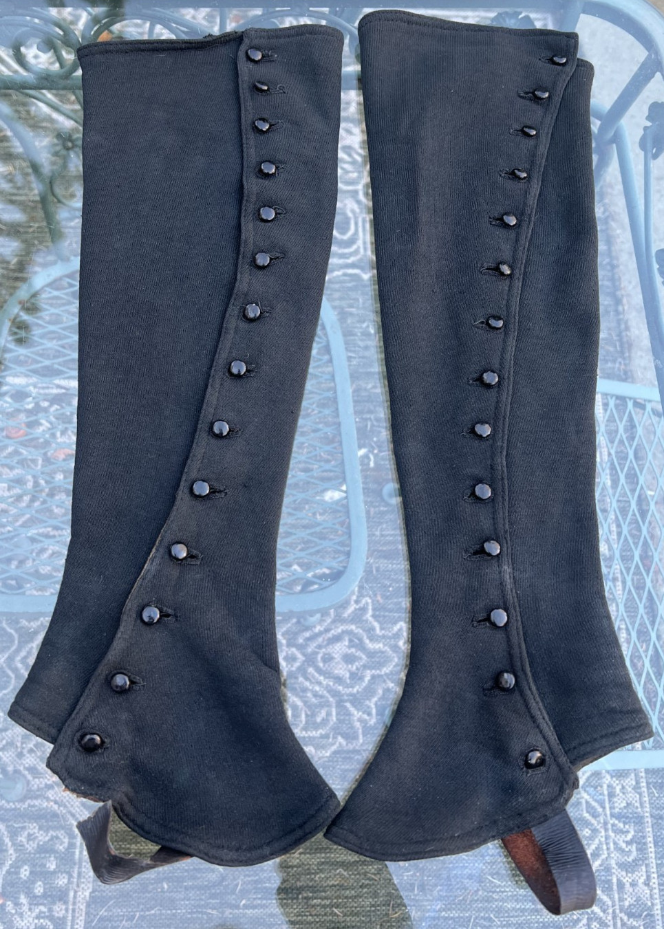 ANTIQUE VICTORIAN LONG BLACK WOOL GAITERS SPATS
