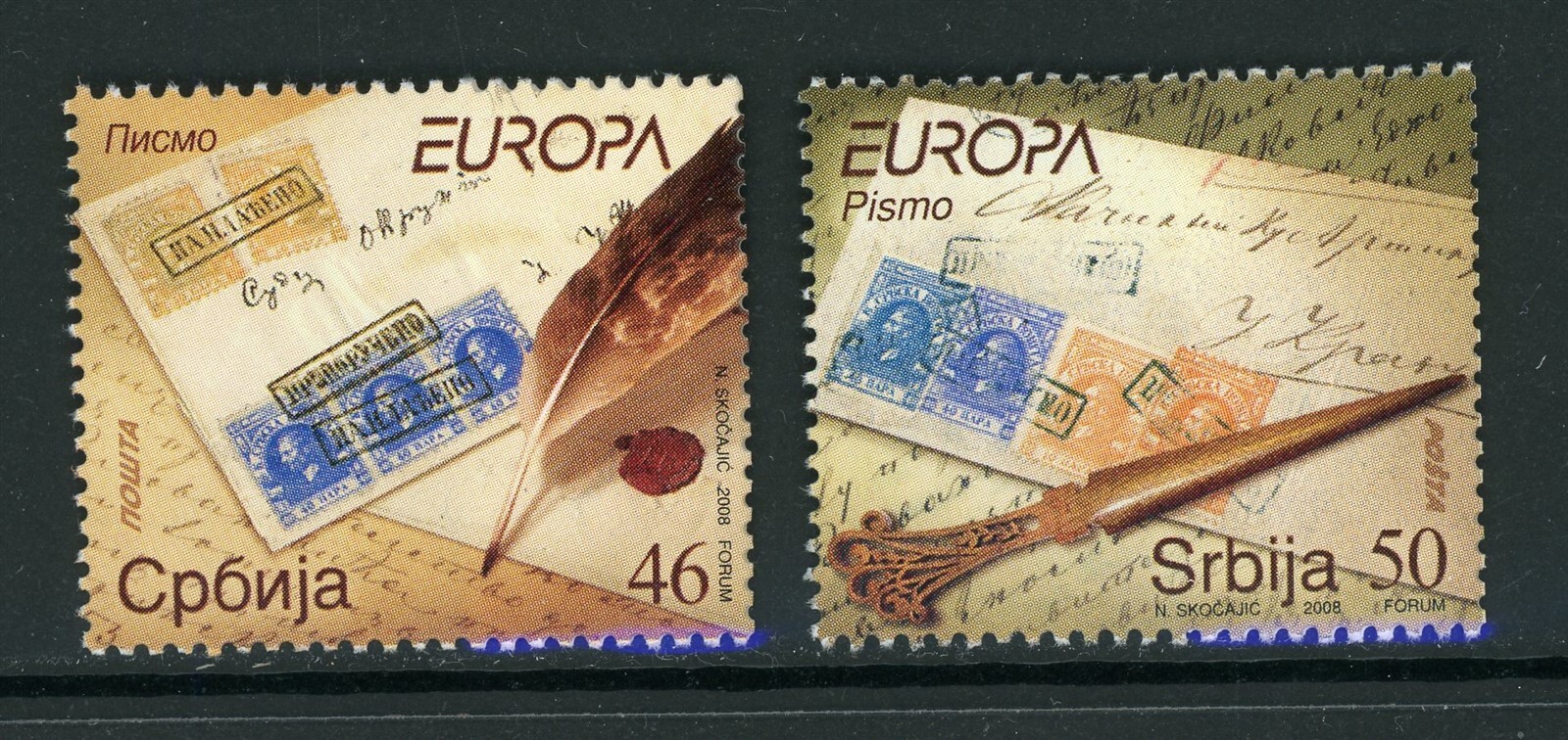 Serbia Scott #431-432 MNH Europa 2008 Letters $$ 458167