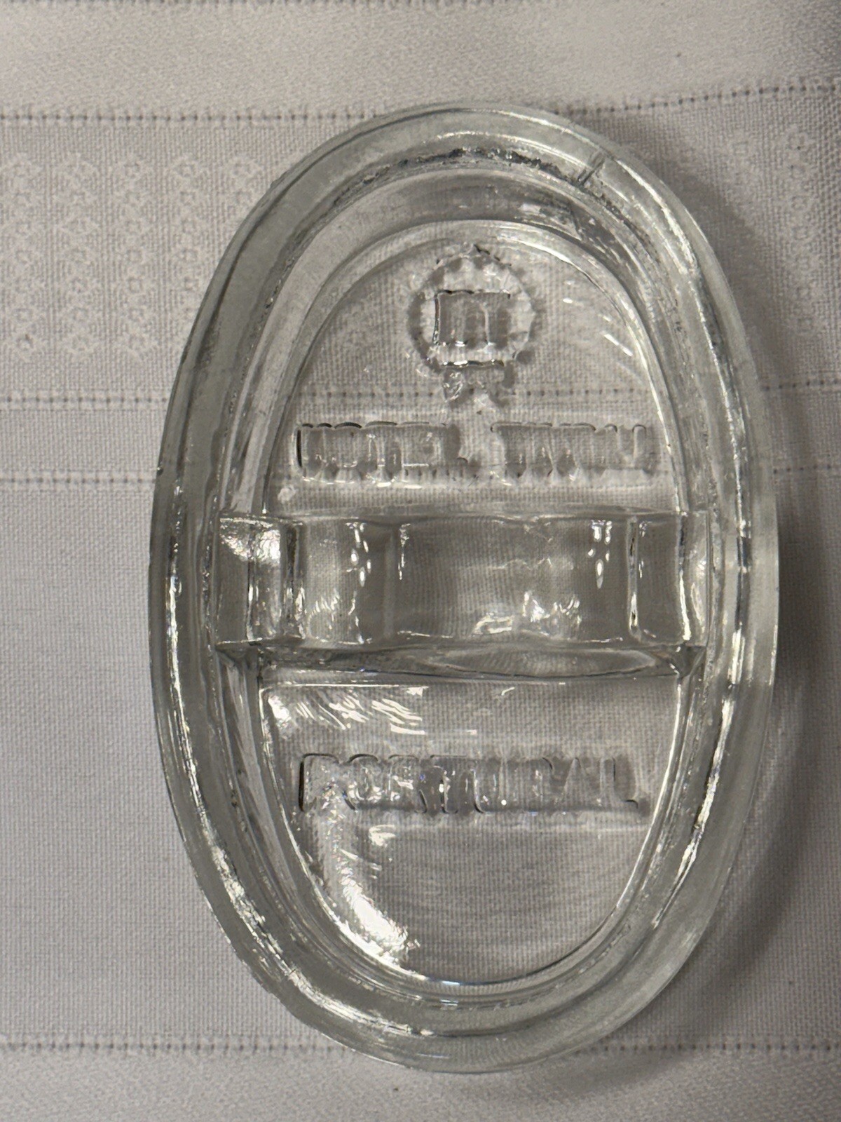 Hotel Tivoli Portugal Glass Ashtray Trinket Dish 4” X 2.5” Heavy Clear Glass
