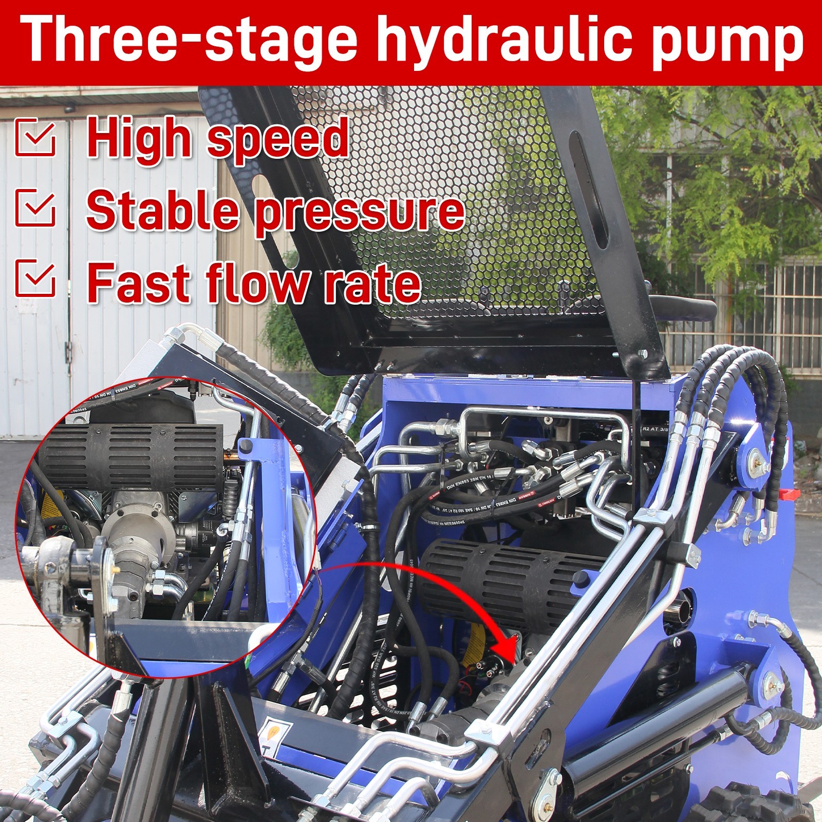 Mini Skid Steer 22HP Twin Cylinder Tracked Loader Rotarydri