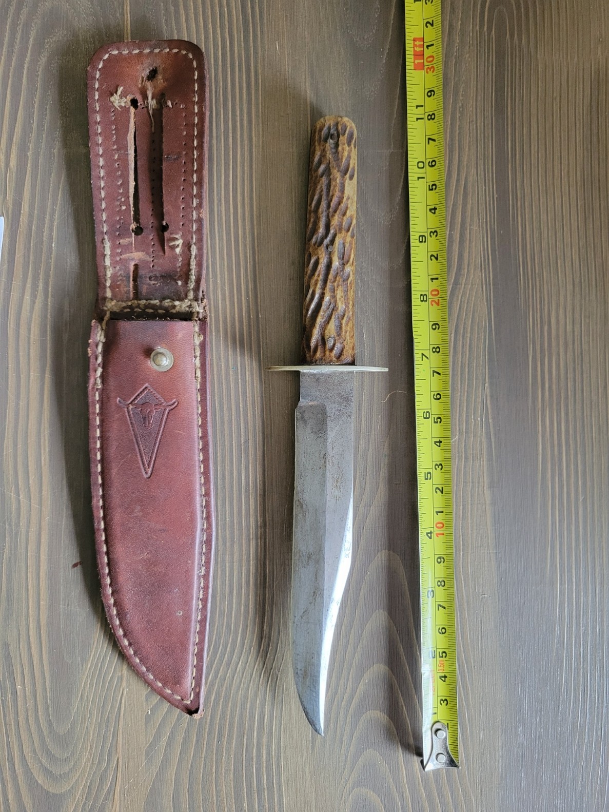 Krane Brand M. Klaas England knife with sheath, used vintage item