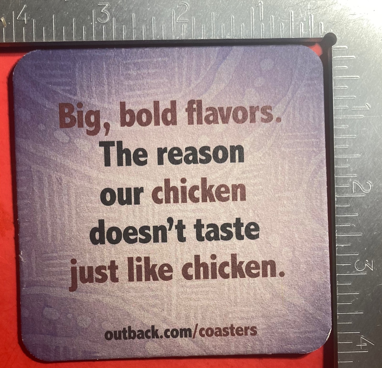 OUTBACK STEAKHOUSE CRAVE ON CHICKEN 4 INCH SQUARE BEER COASTER