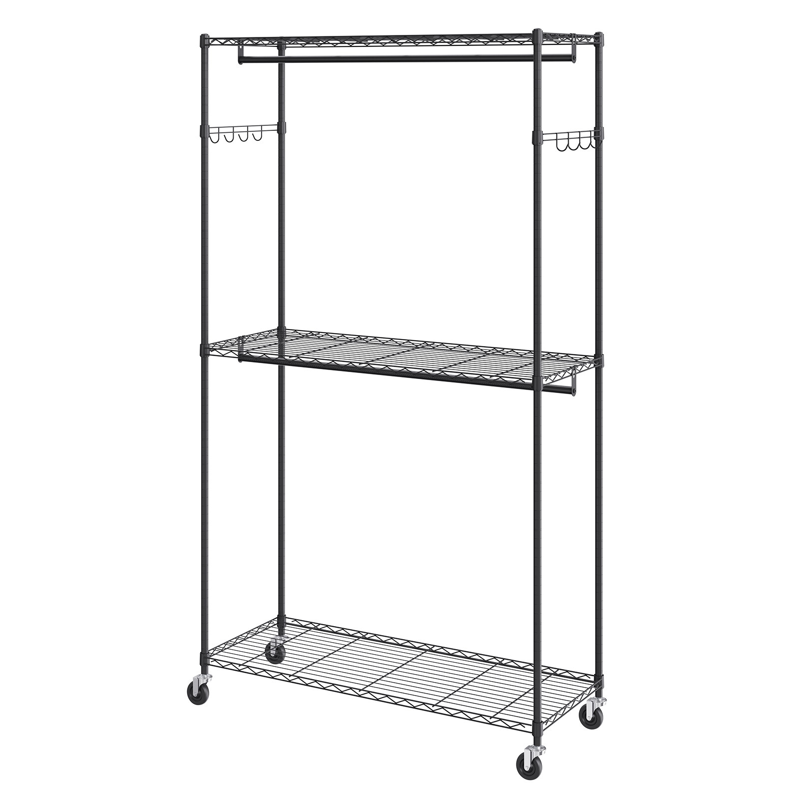 VEVOR Clothes Rack Rolling Clothing Garment Rack with 3 Storage Tiers 400 lbs