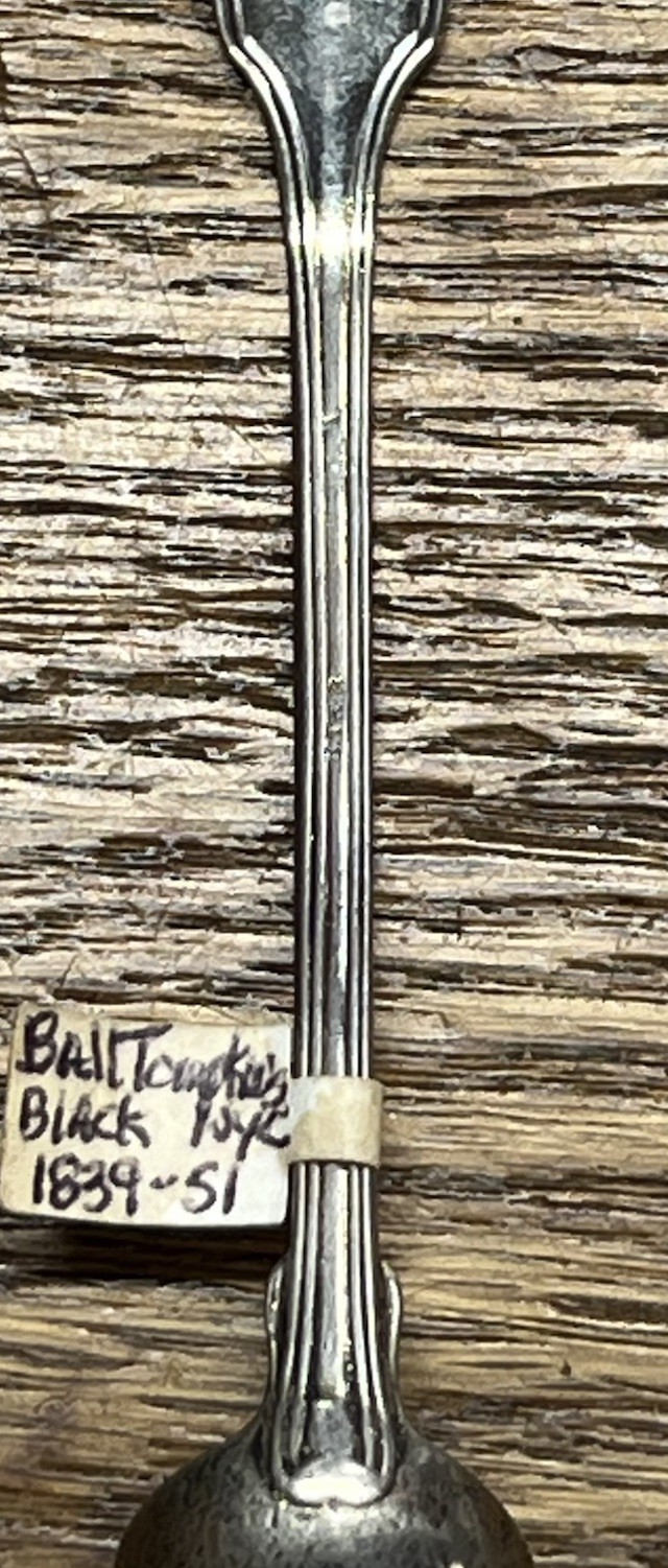 American Coin Silver Fiddle Thread Mustard Ladle Ball Tompkins Black NYC Mono