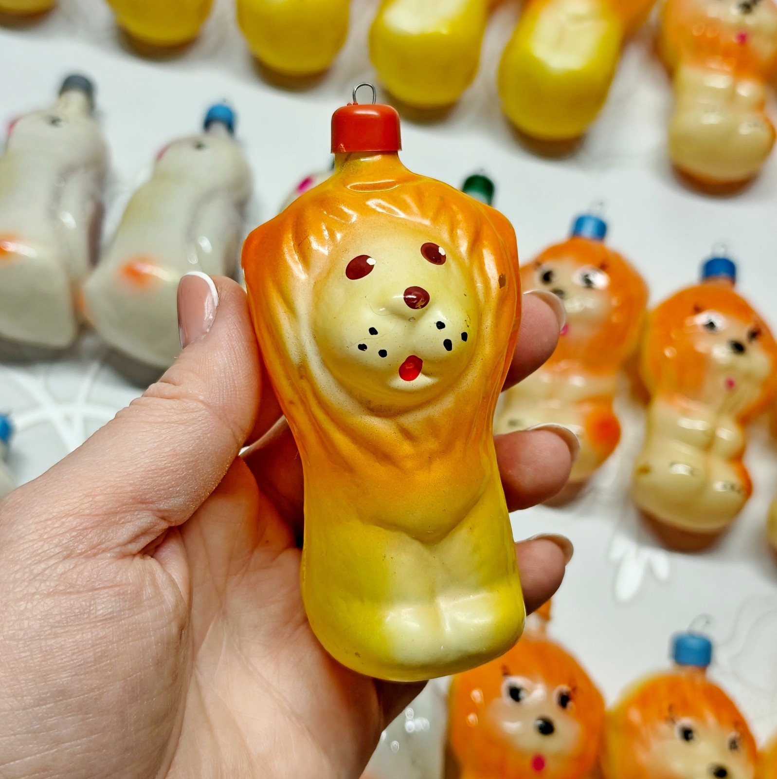 Vintage glass Christmas Ornament animals decoration soviet USSR