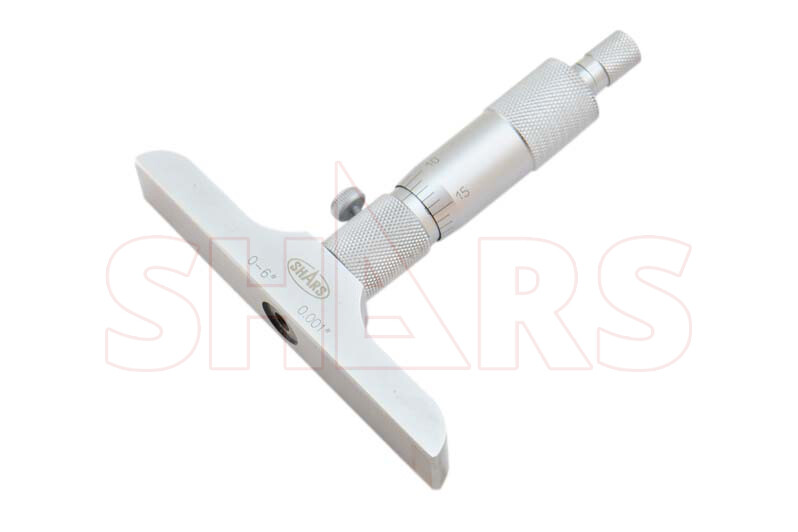 SHARS 0-6" DEPTH MICROMETER 4.0" BASE ROUND HEAD MEASURING RODS NEW P}