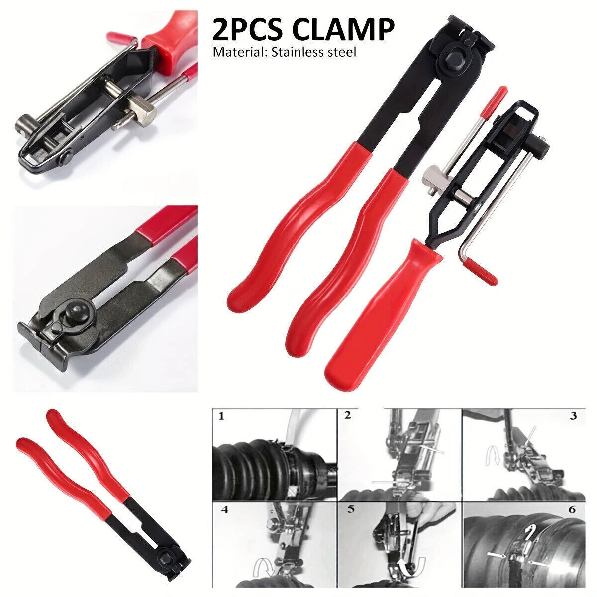 14Pcs CV Joint Boot Clamp Pliers with CV Boot Clamps Kit Ear Type Banding Tool