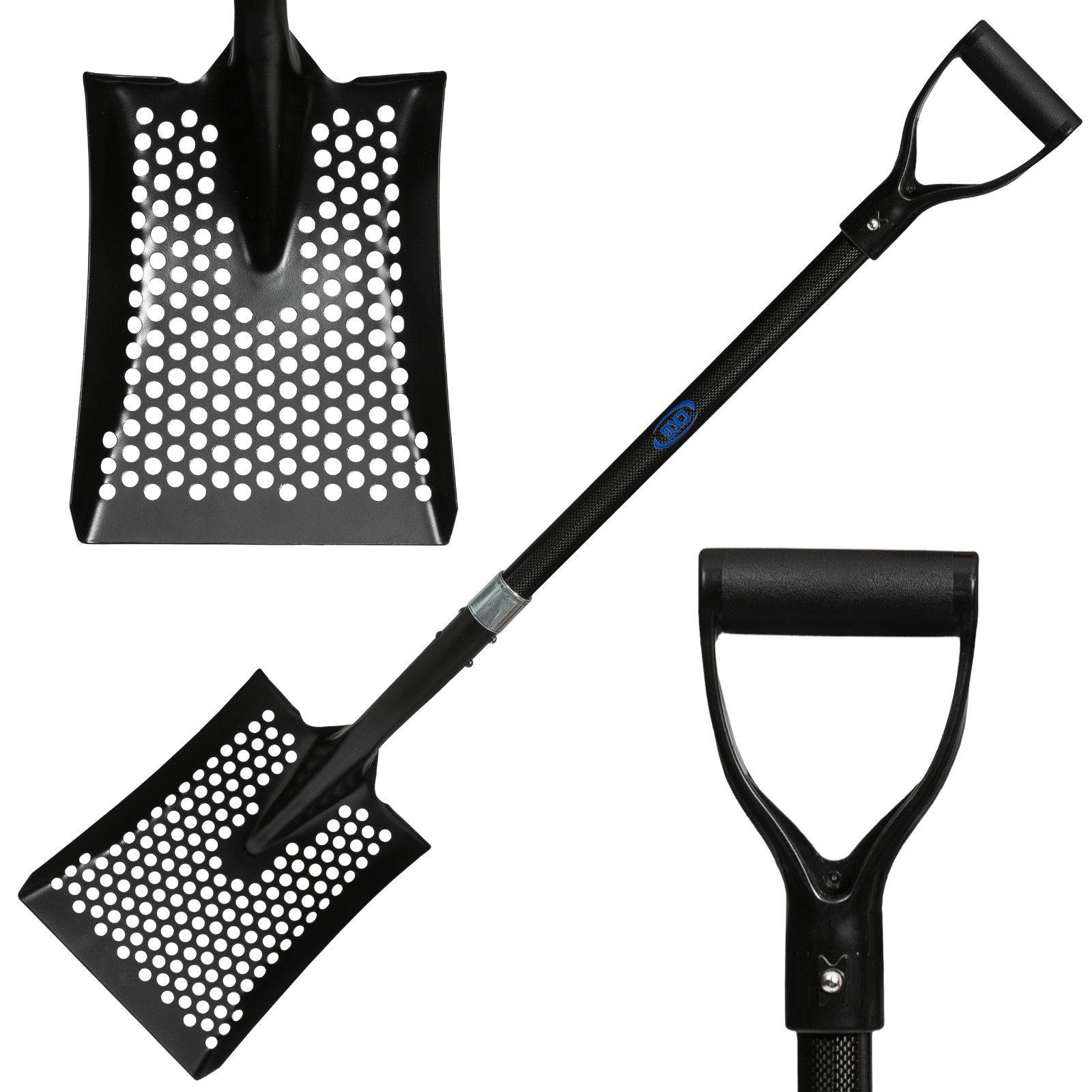 CKG Carbon Sand Sifter Shovel for Beach and Chicken Poop Scooper, Black