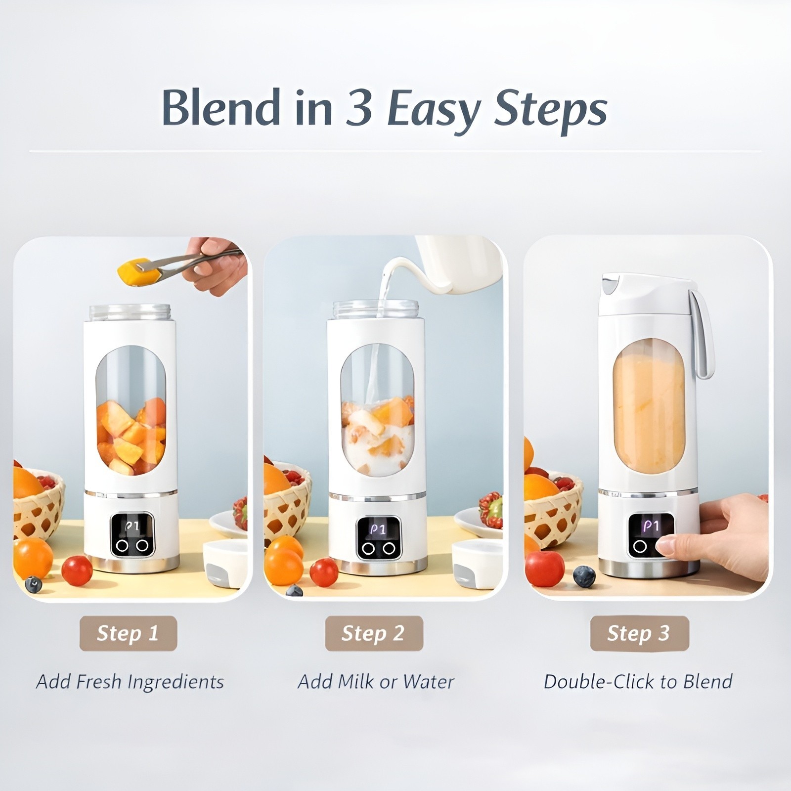 Portable Fruit Juicer Blender Rechargeable Smoothie & Shakes Maker Travel Cup