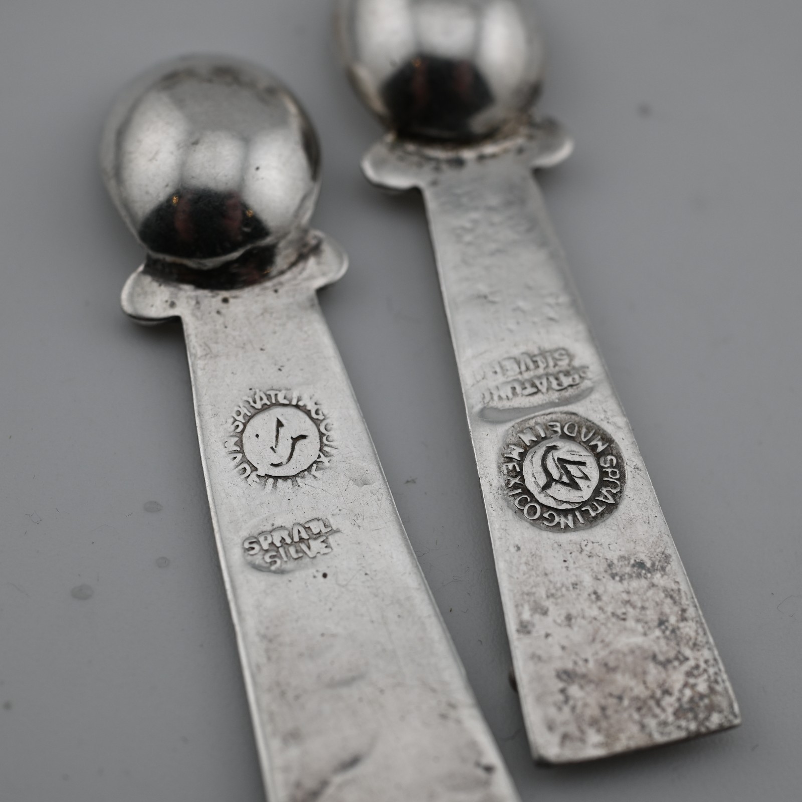 RARE 4 Mexican Sterling Silver William Spratling Salt Cellars / Dishes & Spoons