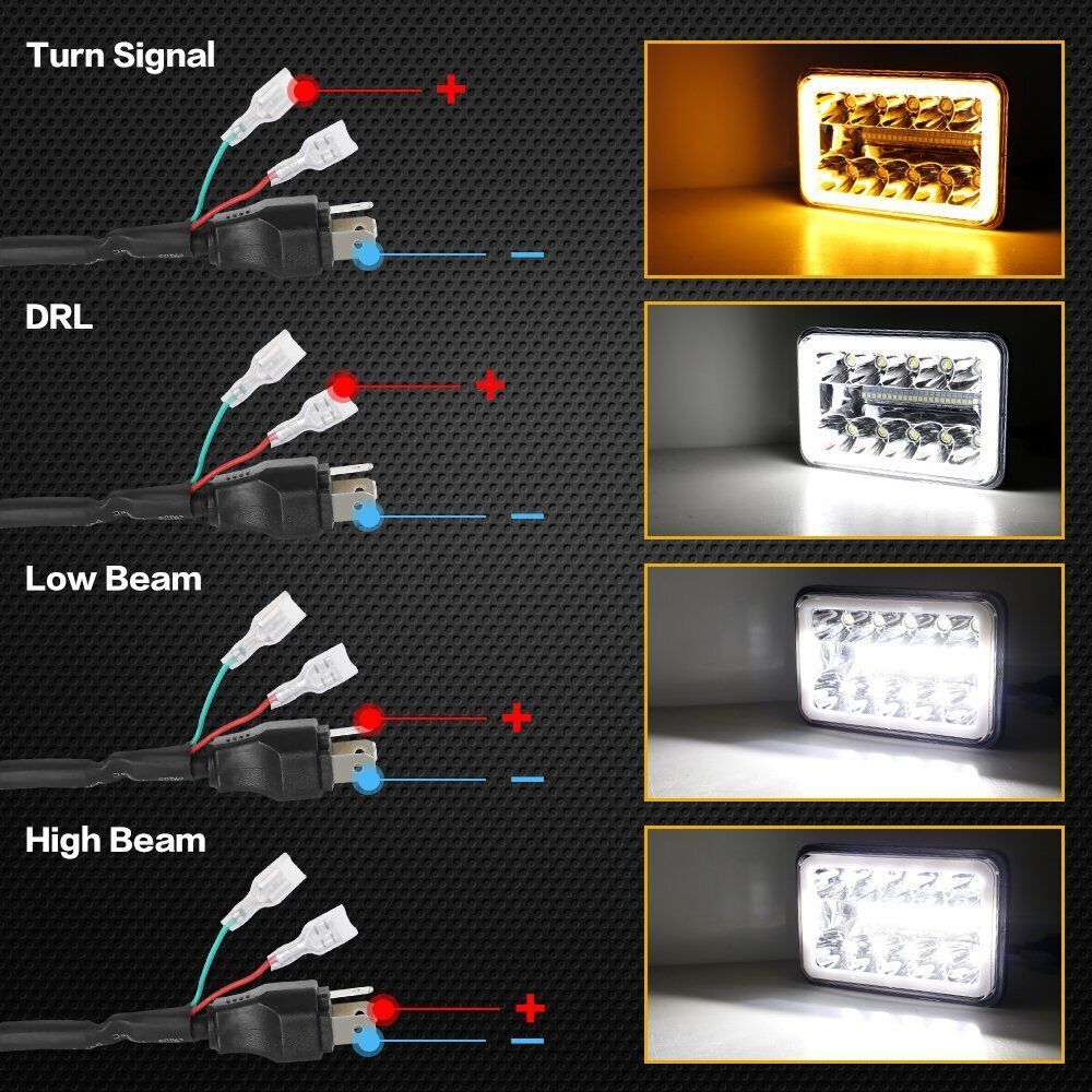 DOT 4PCS 4x6'' LED Headlights Hi/Lo Fit GMC W3500 Forward Isuzu NPR-HD NQR Truck